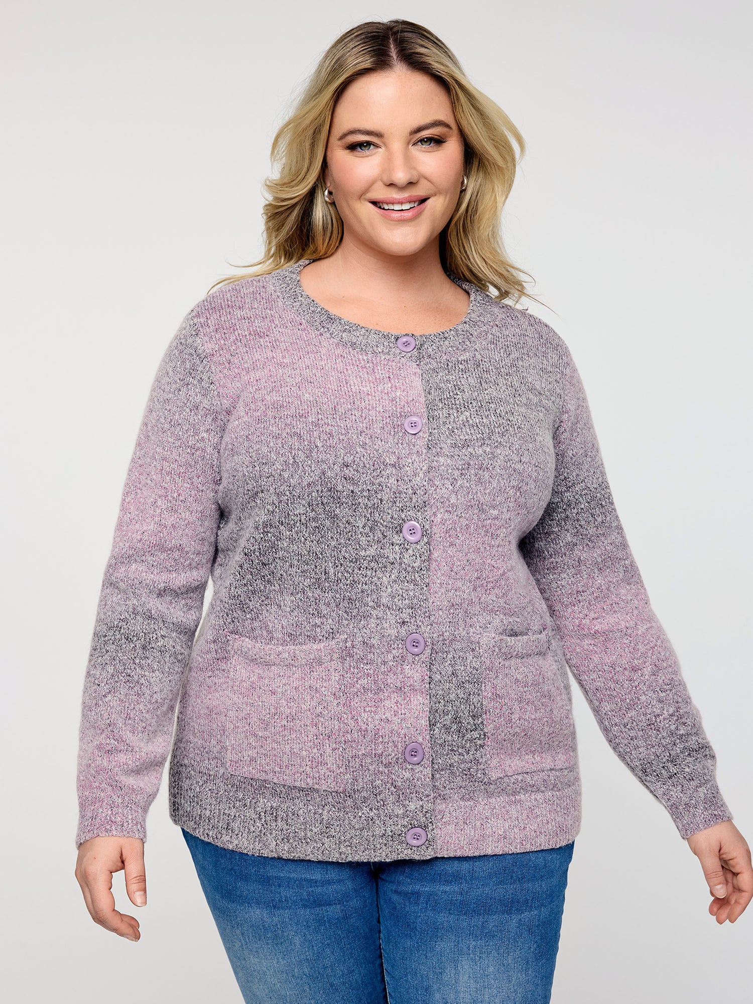 Color Gradient Buttons Knit Cardigan - Image 4