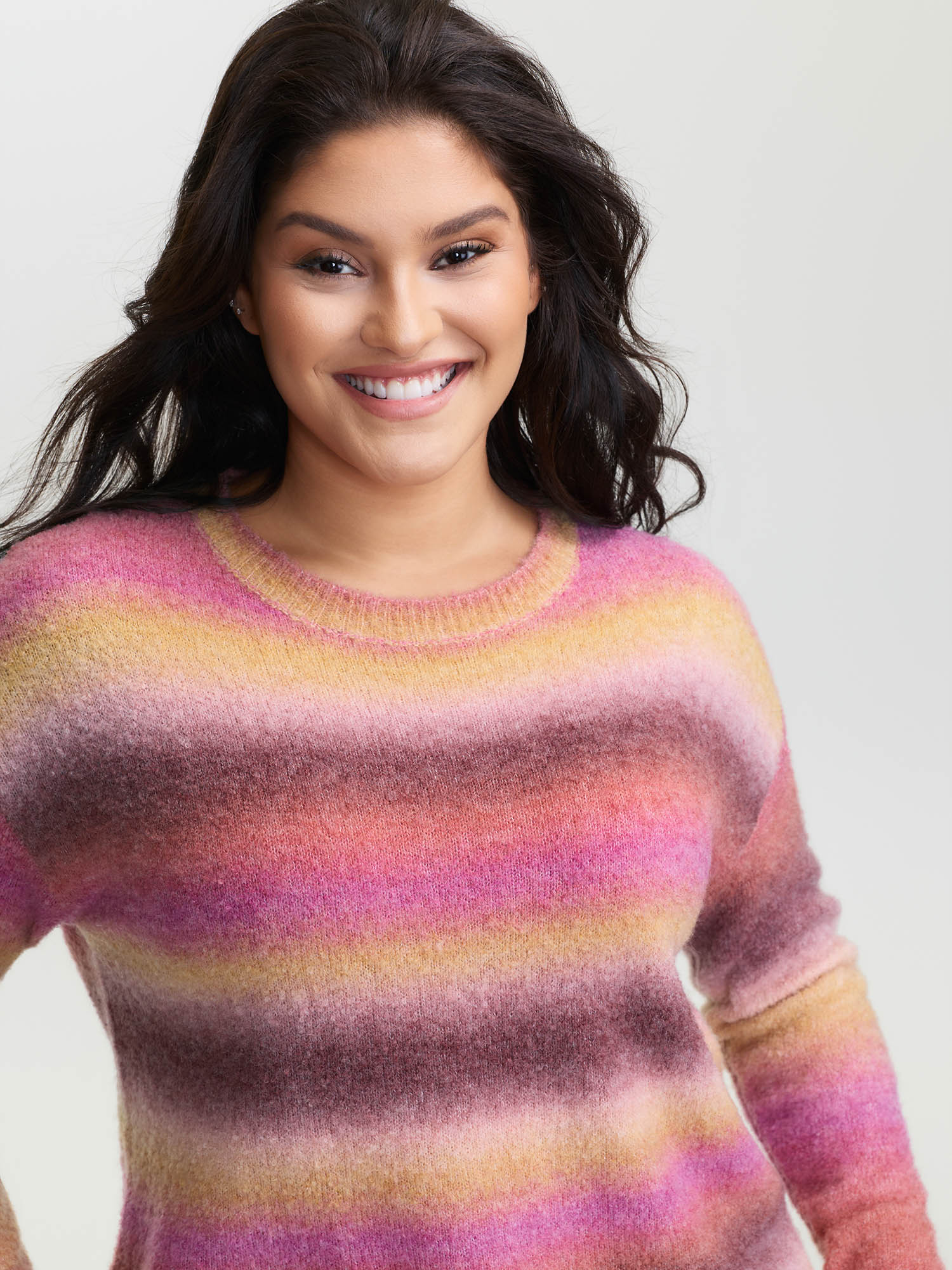 Color Gradient Heather Drop Shoulder Pullover - Image 2
