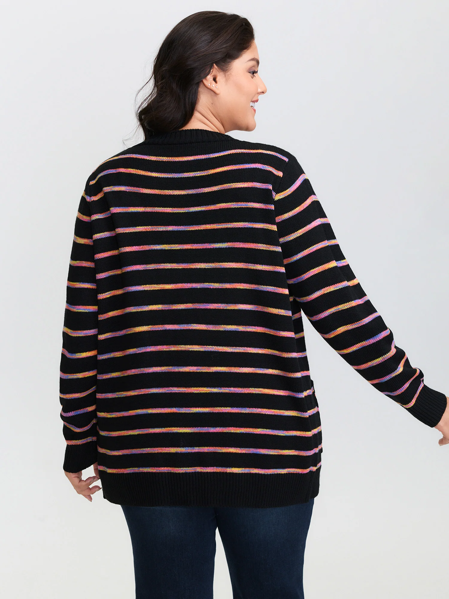 Color Gradient Heather Pockets Knit Cardigan - Image 4