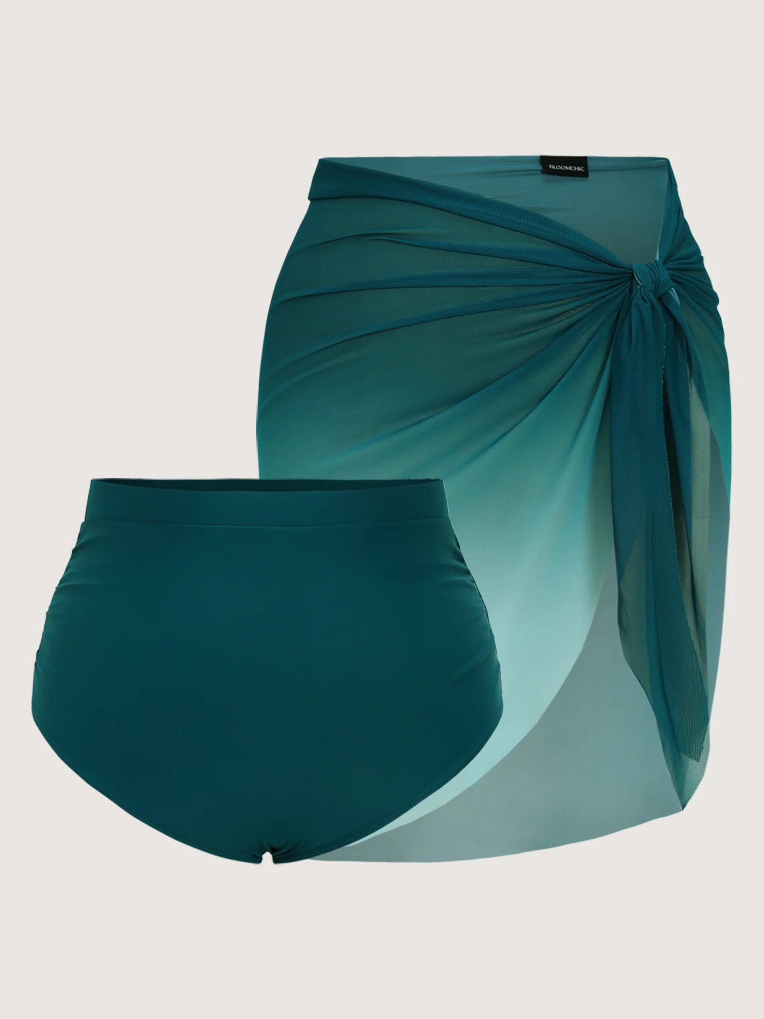 Color Gradient Knotted Side Swim Sarong - Image 7