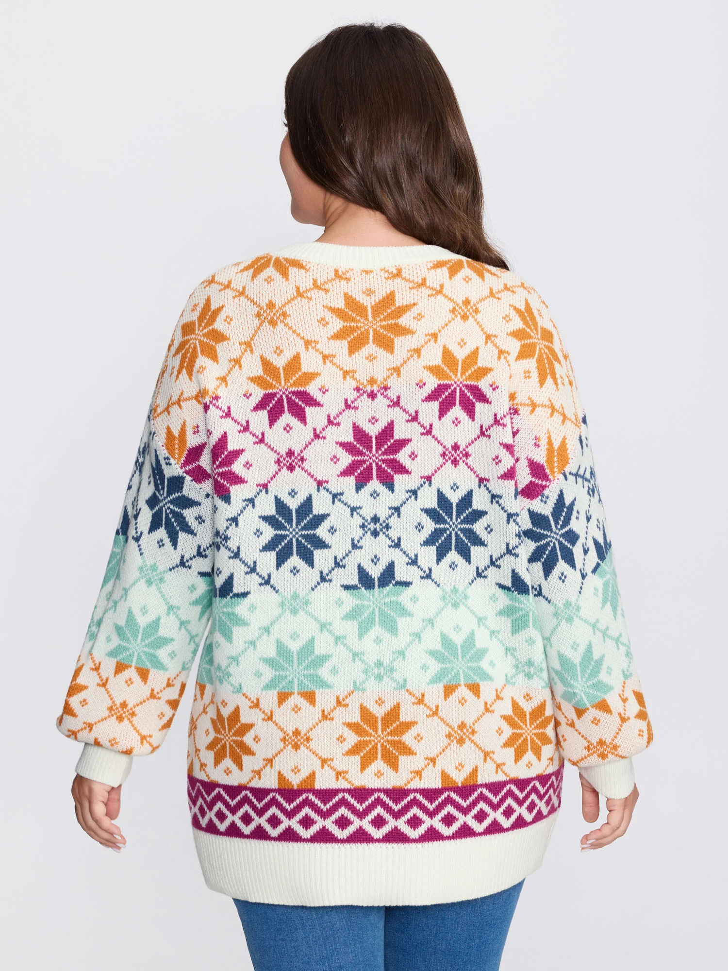 Color Gradient Snowflake Pattern Pullover - Image 4