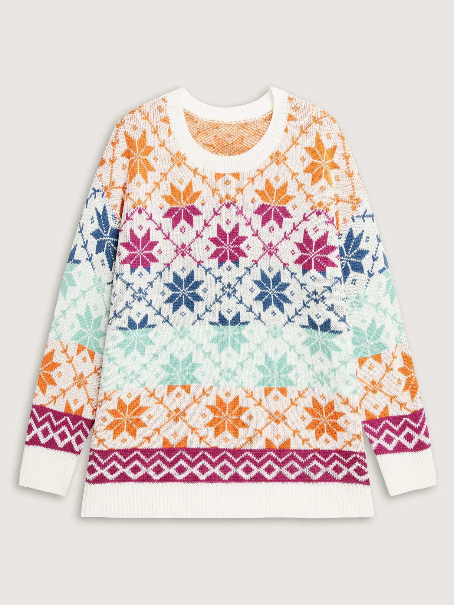 Color Gradient Snowflake Pattern Pullover - Image 7