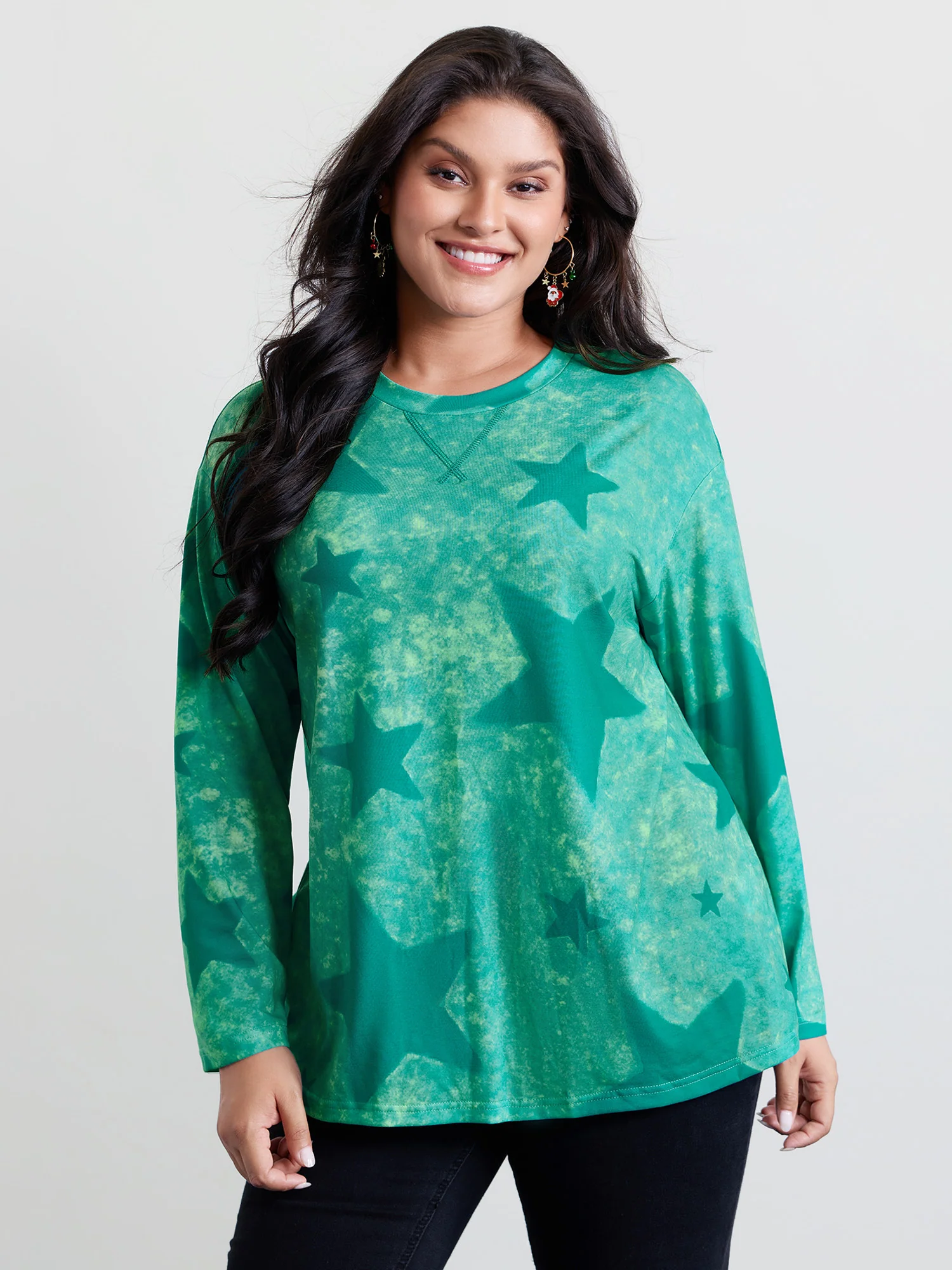 Color Gradient Star Print Relaxed-Fit T-Shirt - Image 2