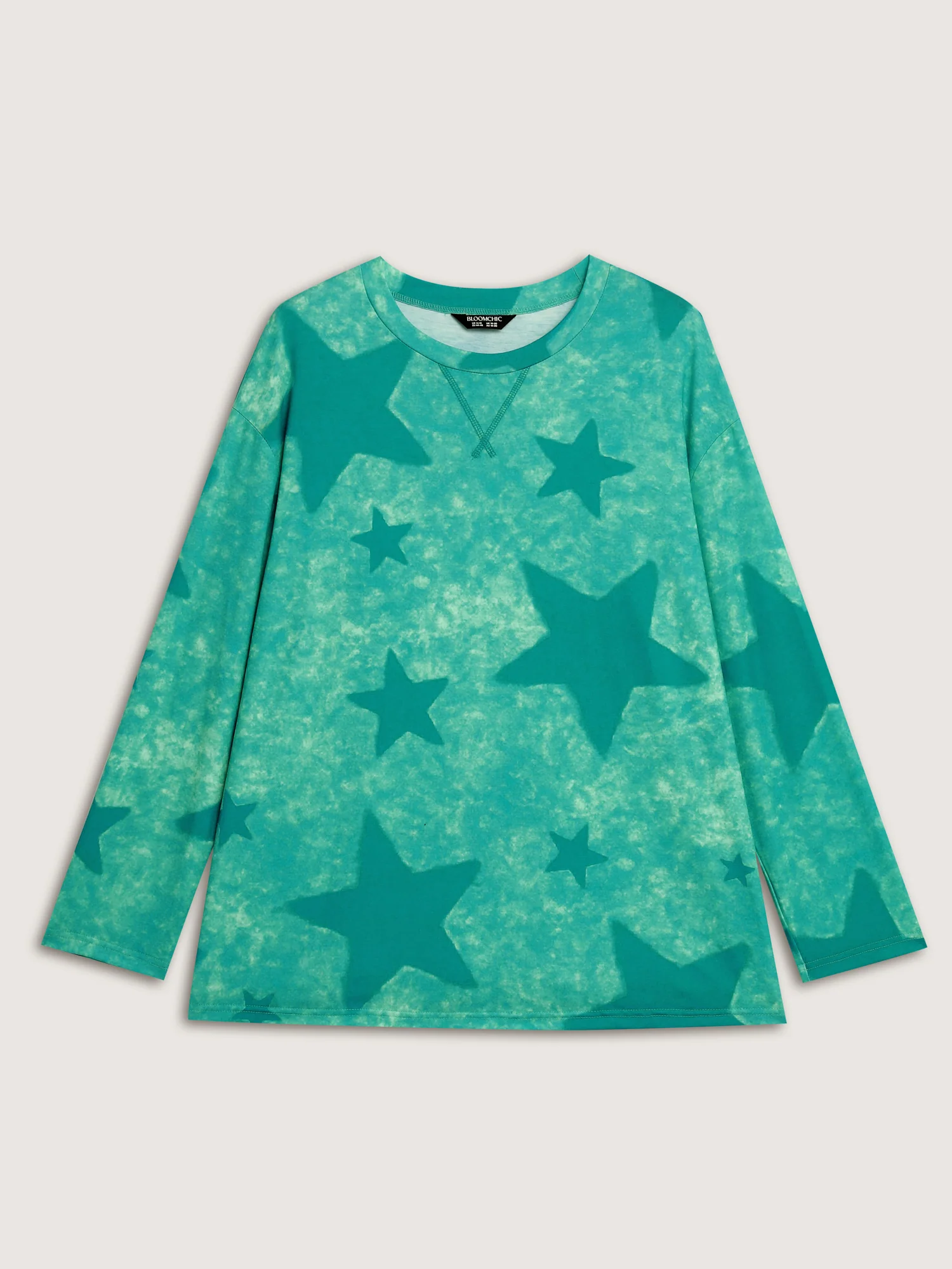 Color Gradient Star Print Relaxed-Fit T-Shirt - Image 7