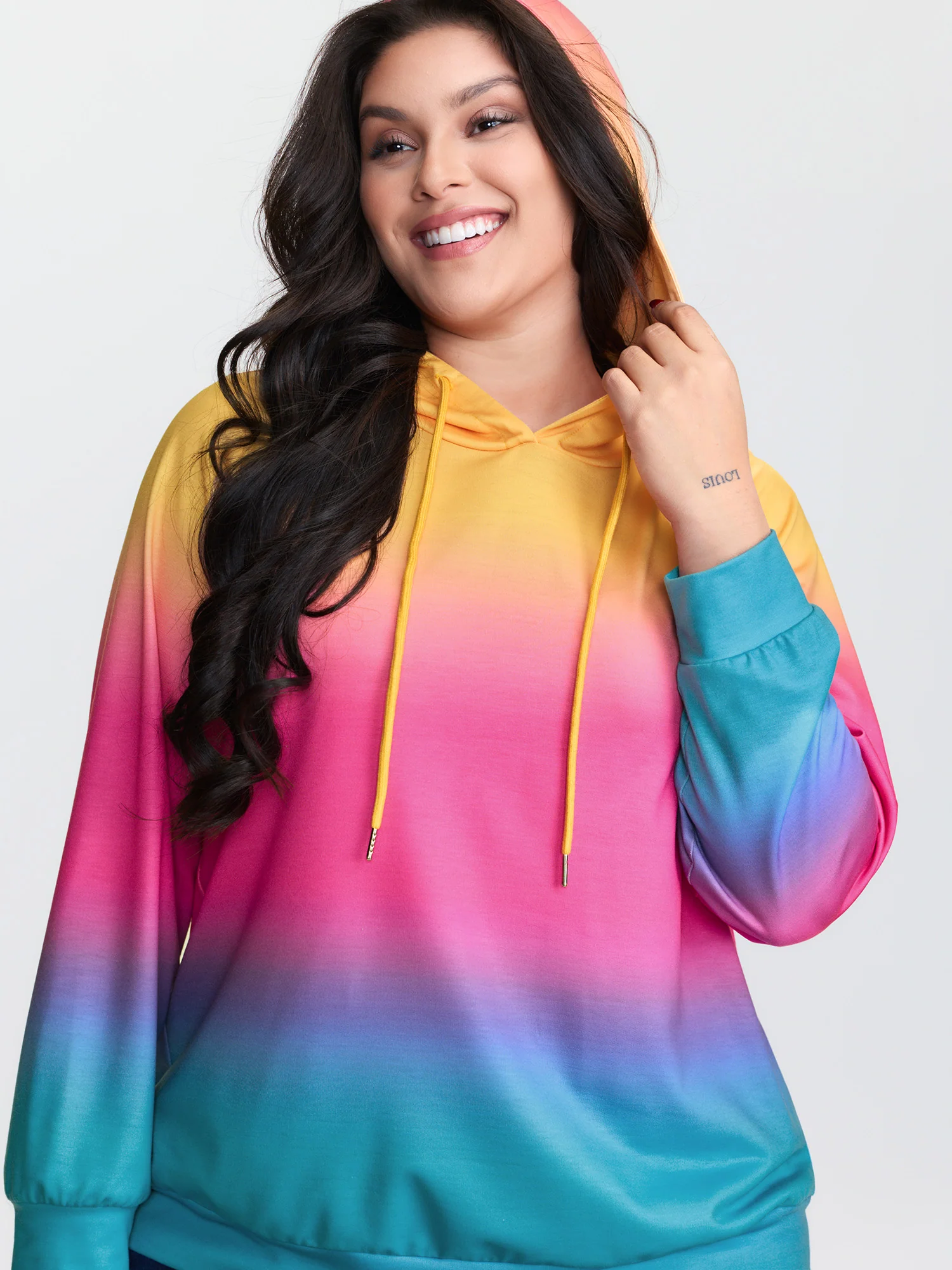Color Gradient Stretchy Hem Hoodie - Image 3