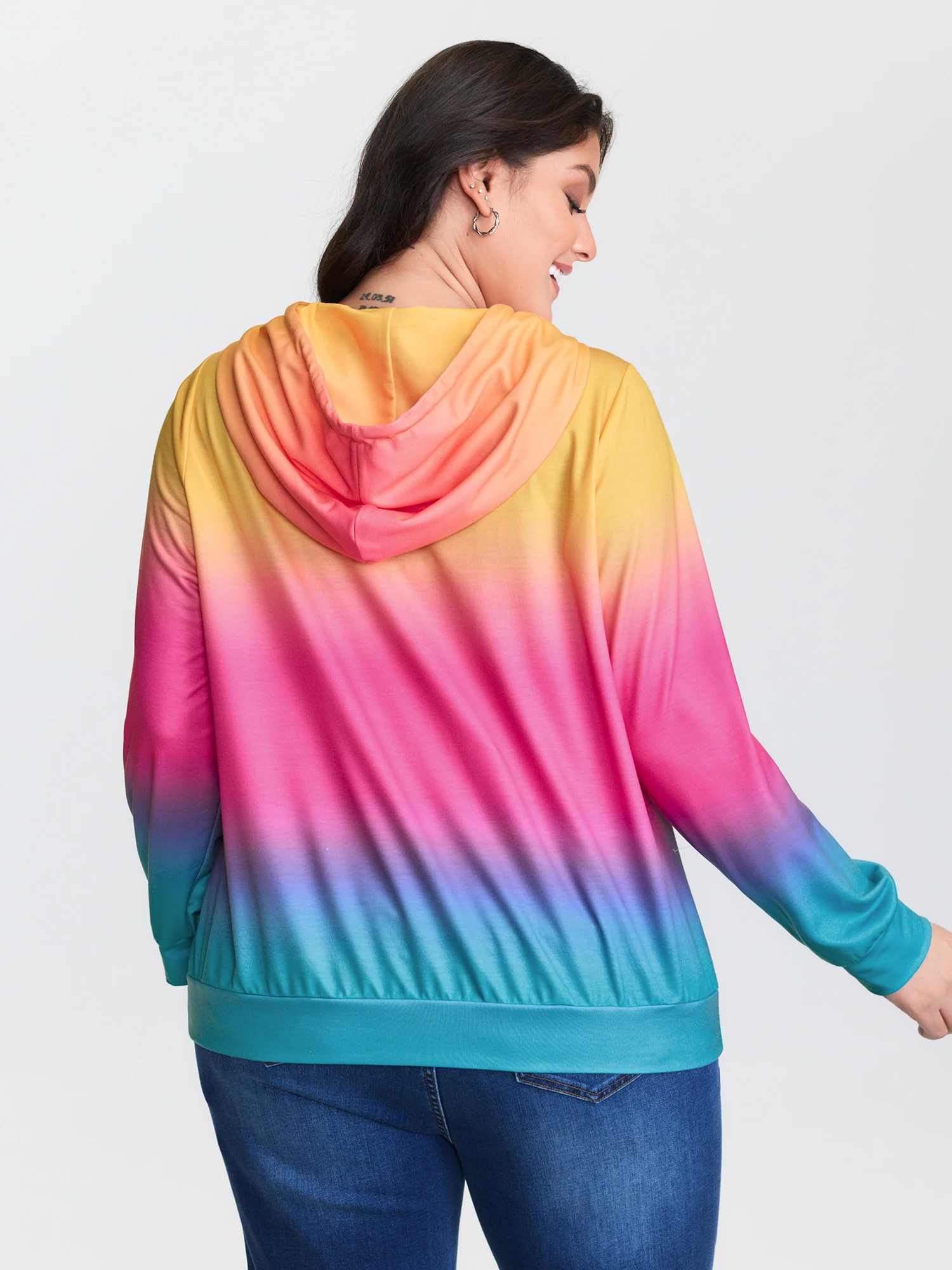 Color Gradient Stretchy Hem Hoodie - Image 5
