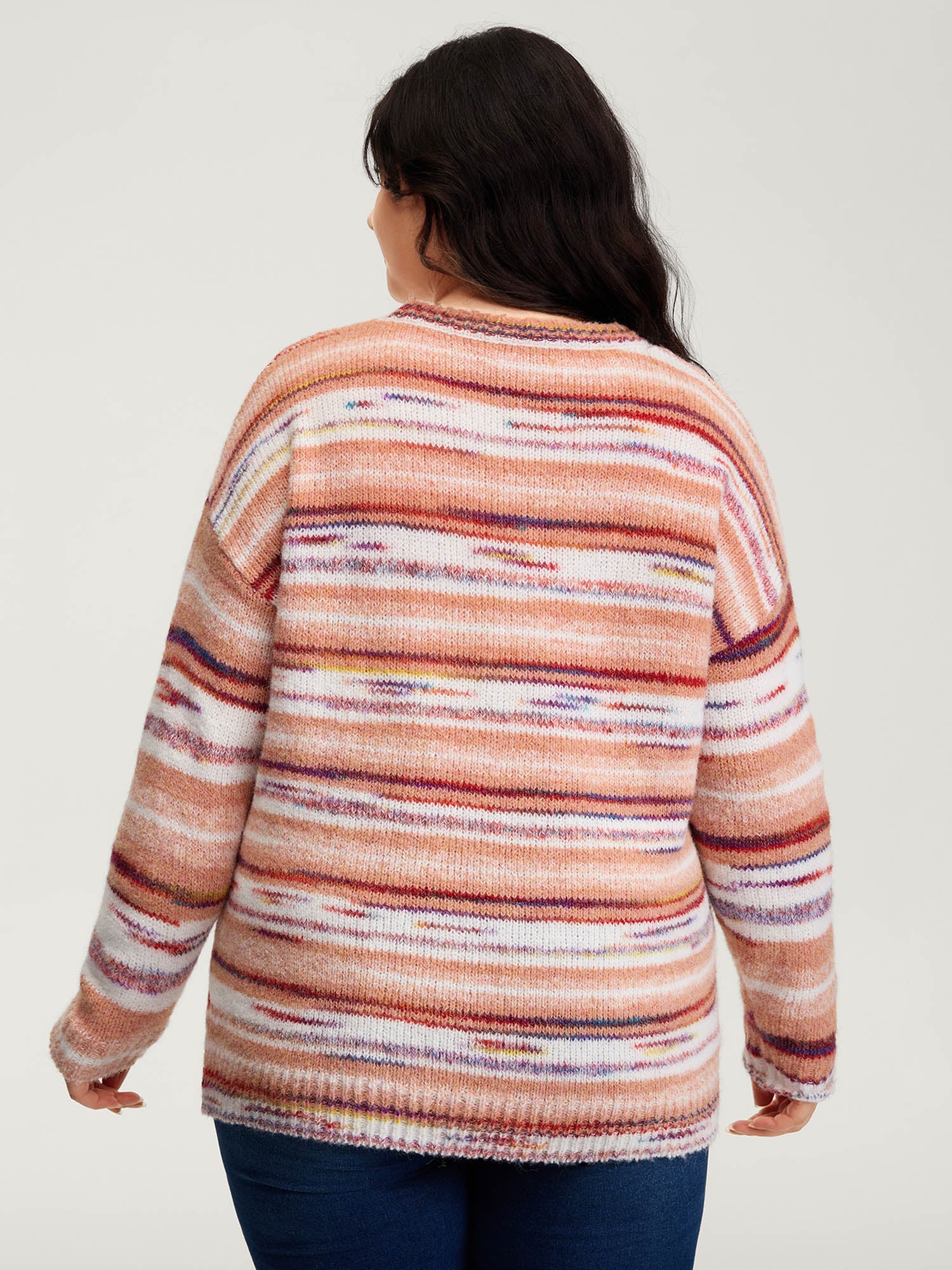 Color Gradient Stripe Crew Neck Pullover - Image 4