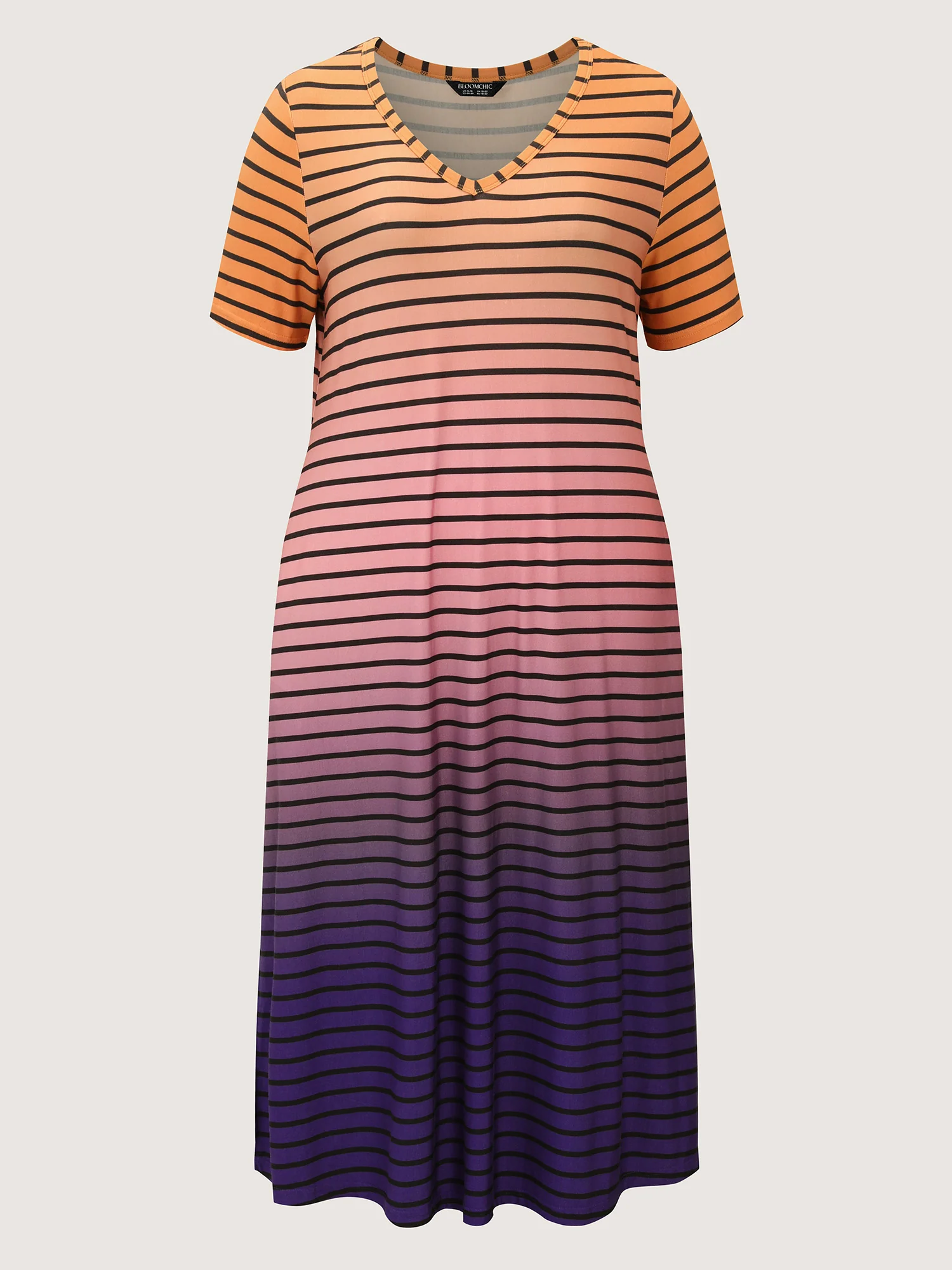 Color Gradient Stripe Slit Lounge Dress - Image 9