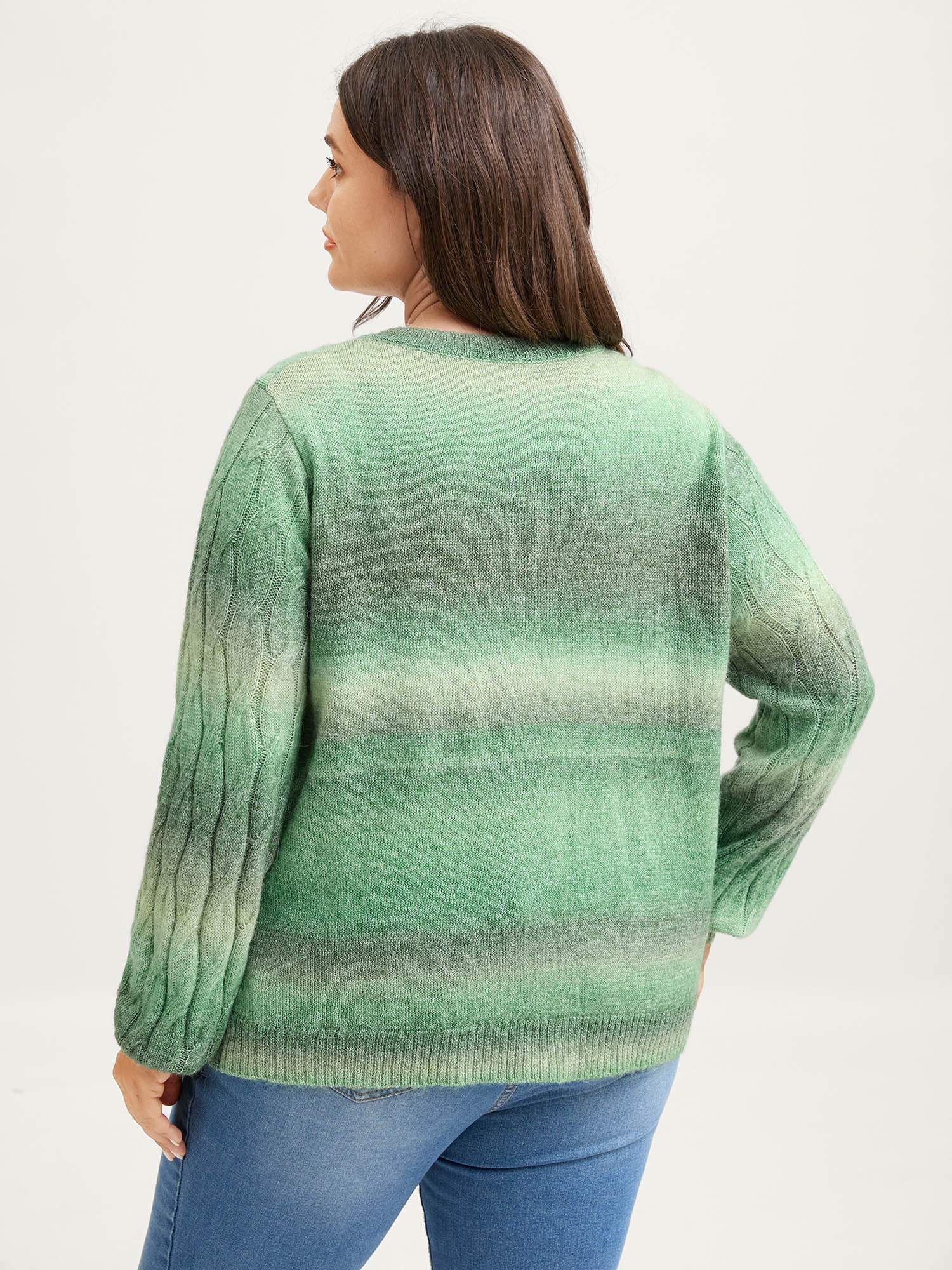 Color Gradient Textured Button Knit Cardigan - Image 5