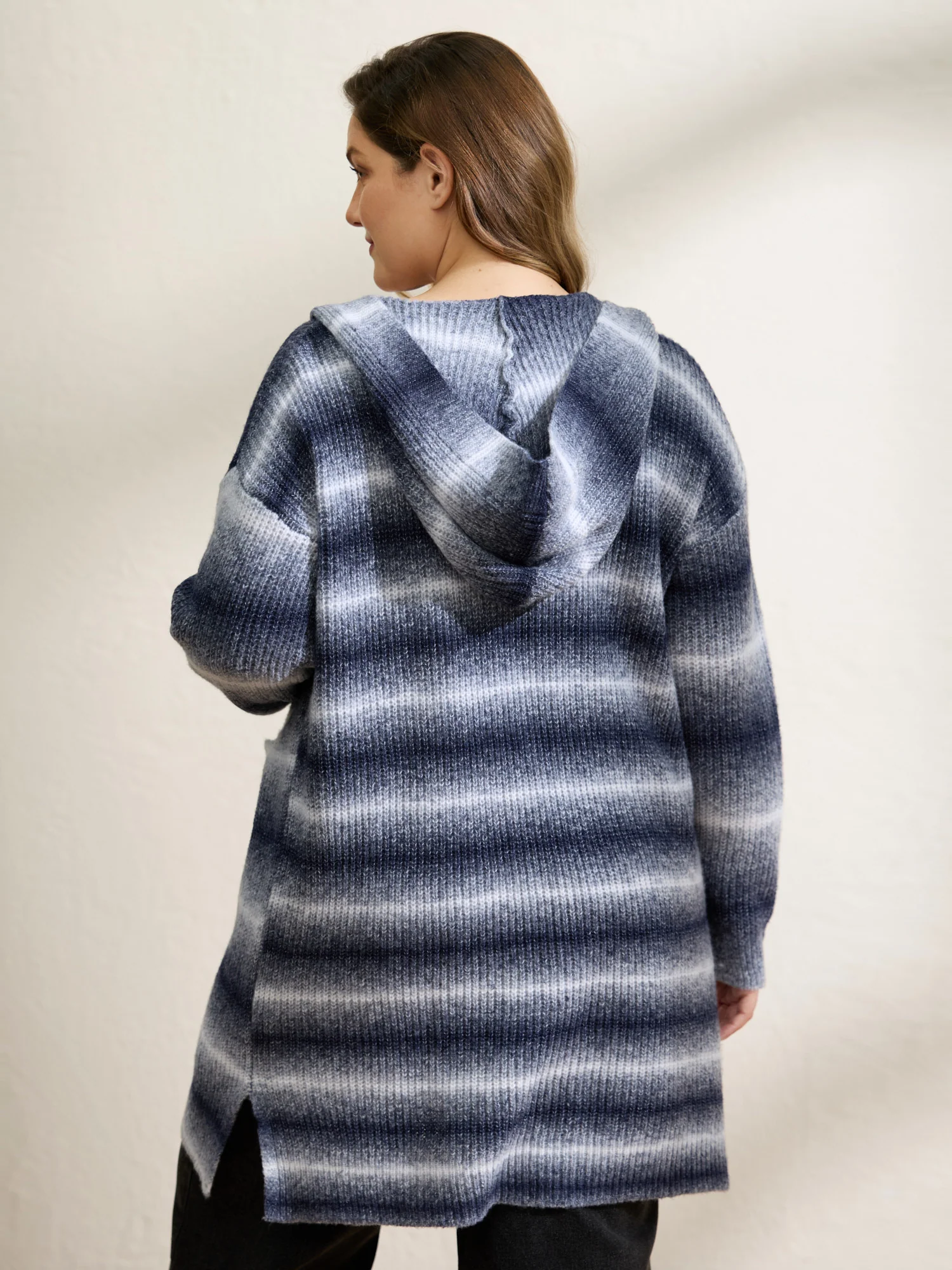 Color Gradient Textured Hooded Cardigan - Image 5