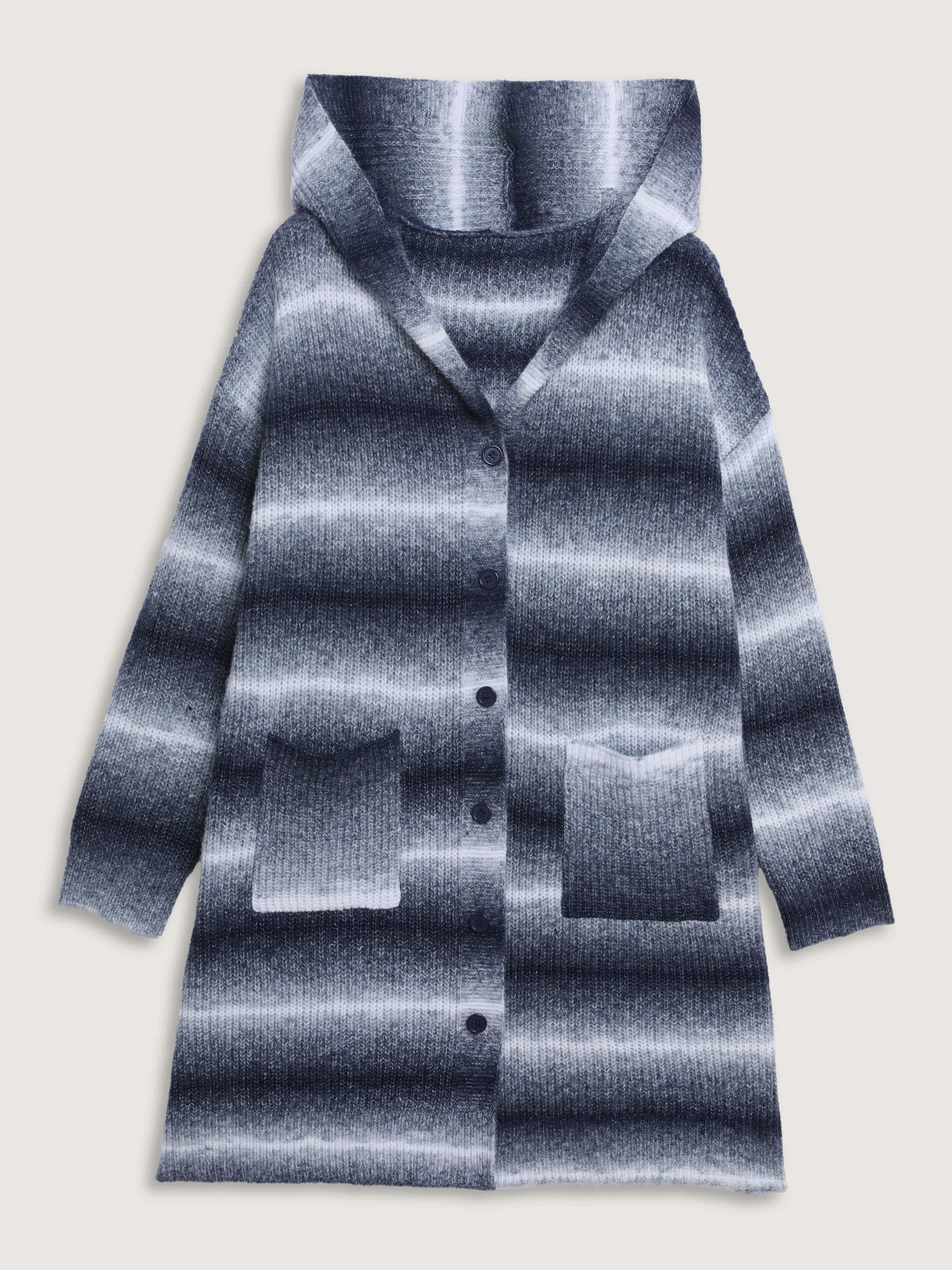 Color Gradient Textured Hooded Cardigan - Image 9