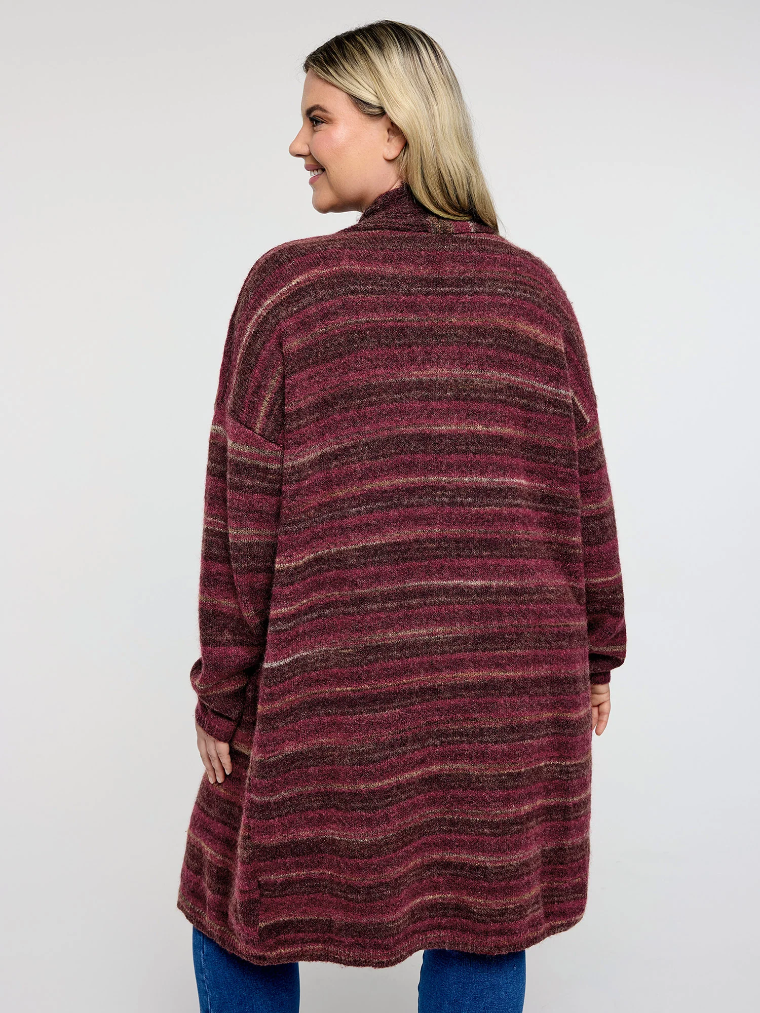 Color Gradient Textured Pockets Knit Cardigan - Image 4
