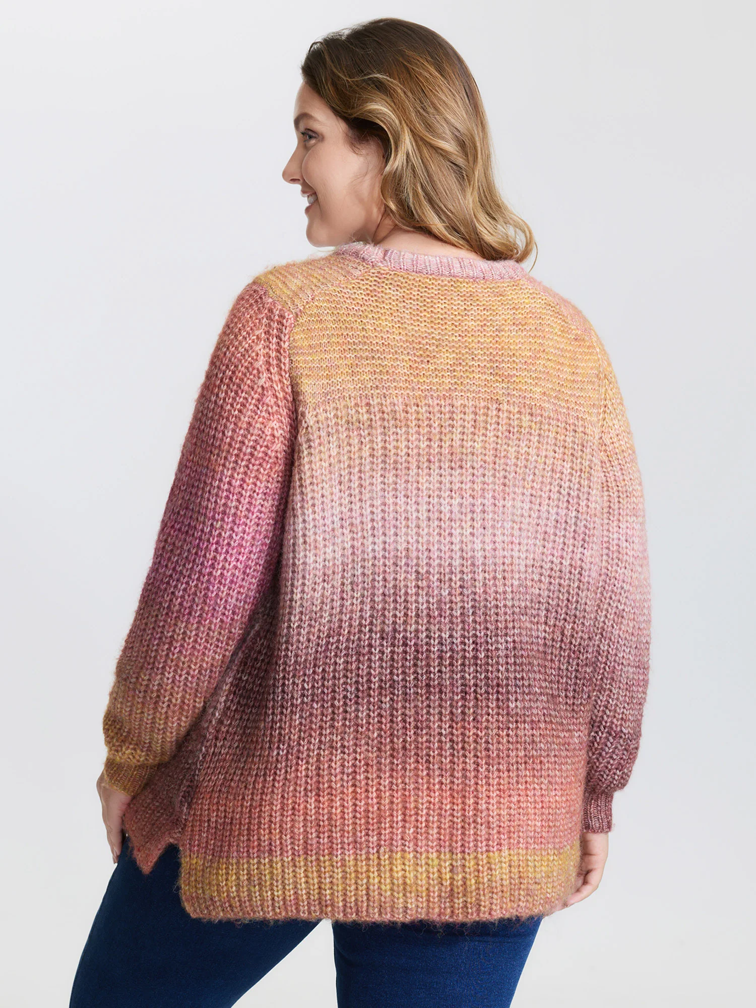 Color Gradient Textured Stretchy Pullover - Image 4