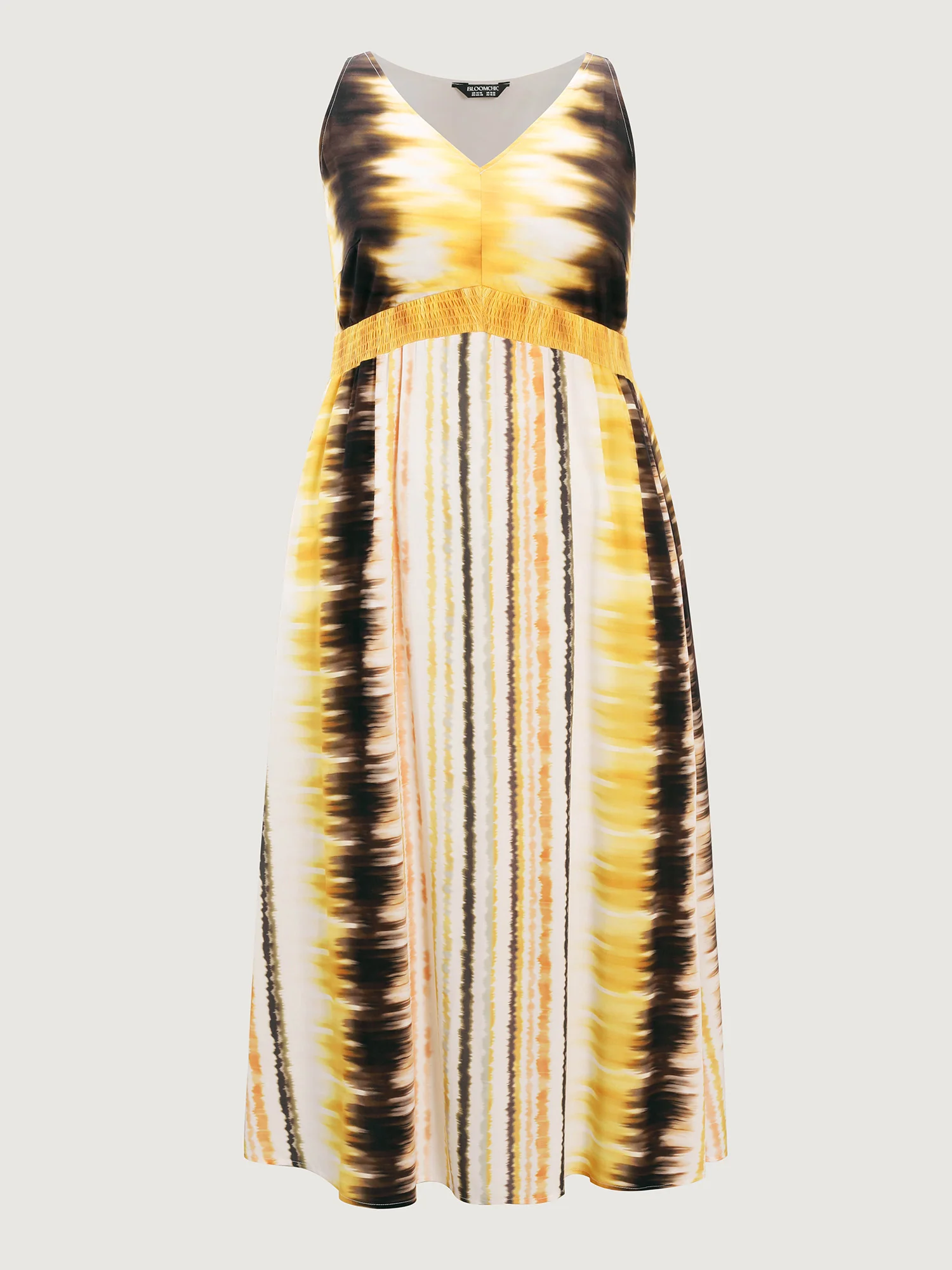 Color Gradient V-Neck Shirred Waist Maxi Dress - Image 5