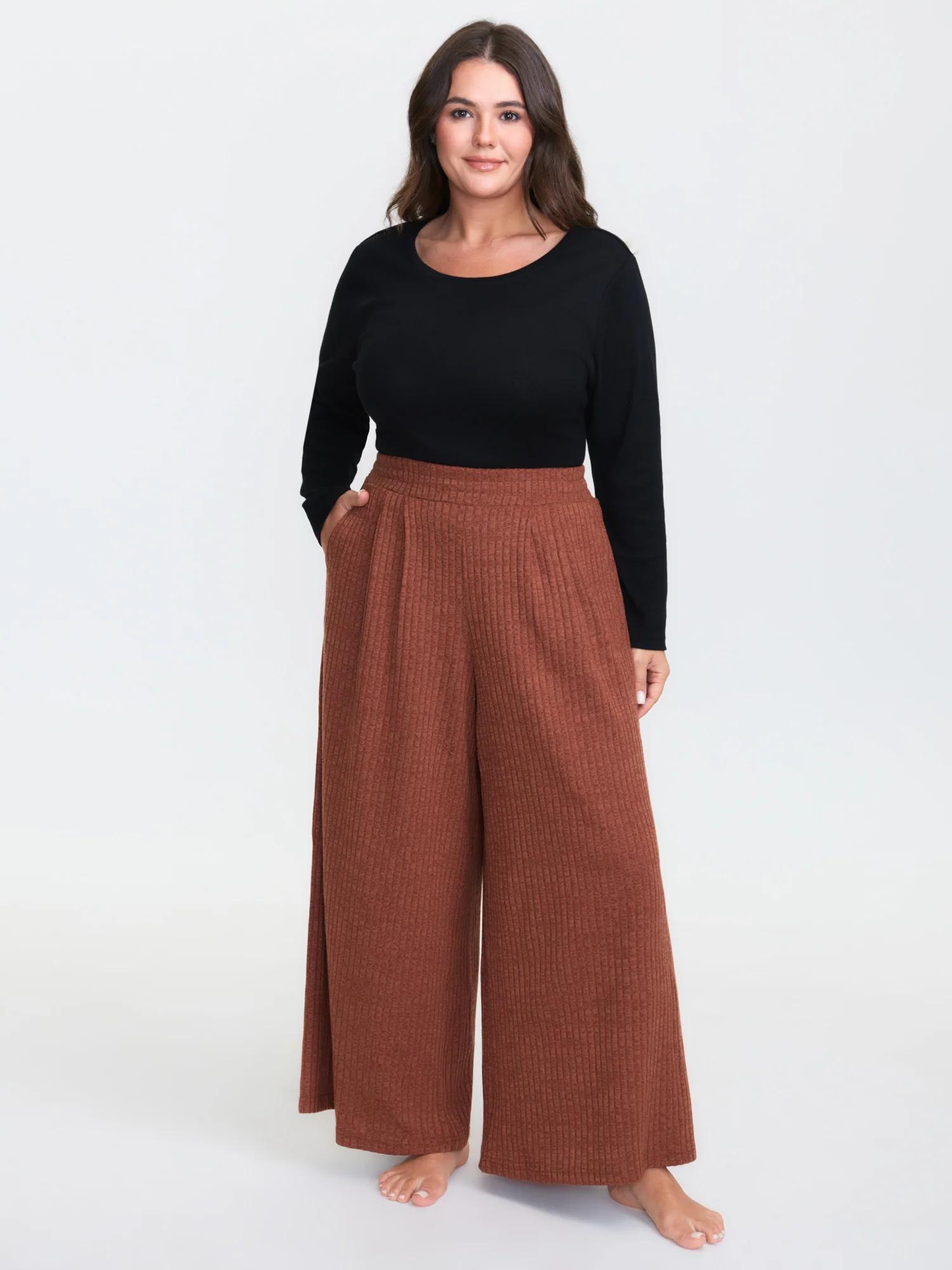 Color Mix Knit Textured Lounge Bottoms - Image 2