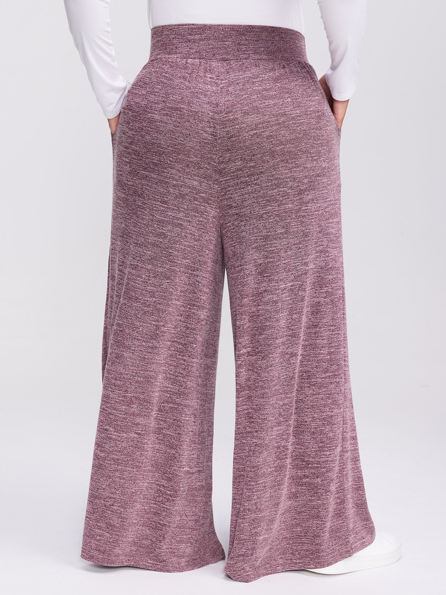 Color-Mix Knit Wide Waistband Pants - Image 5