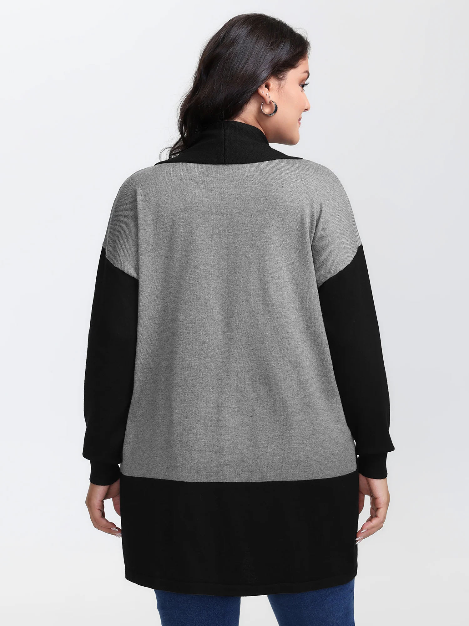 Supersoft Color Patches Kimono Collar Pockets Knit Cardigan - Image 4