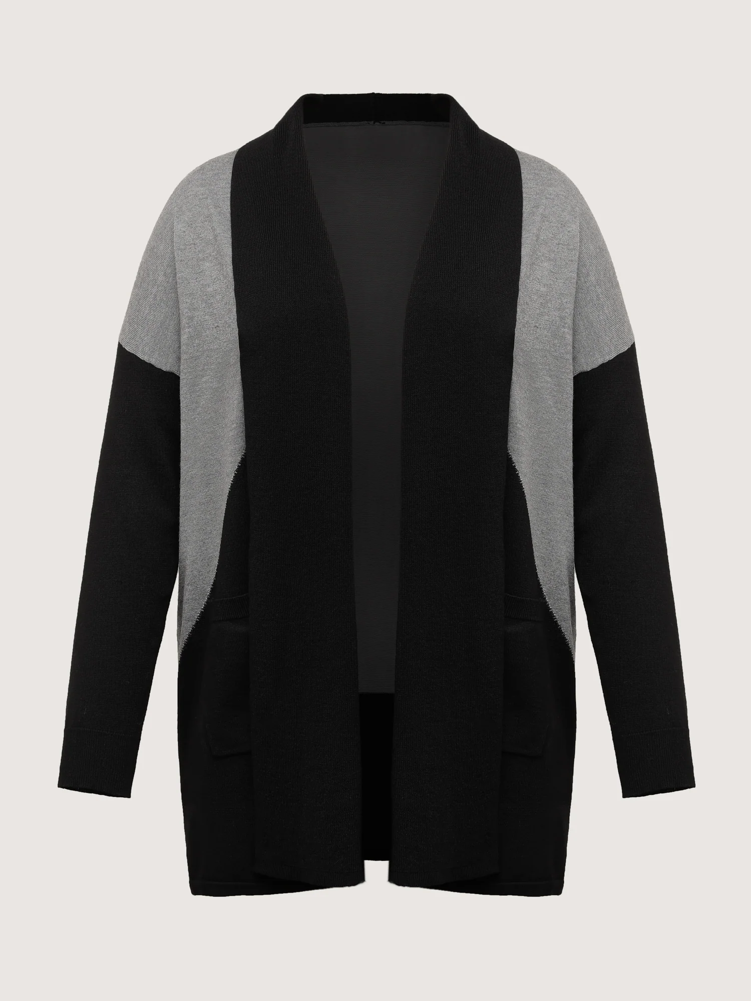 Supersoft Color Patches Kimono Collar Pockets Knit Cardigan - Image 5
