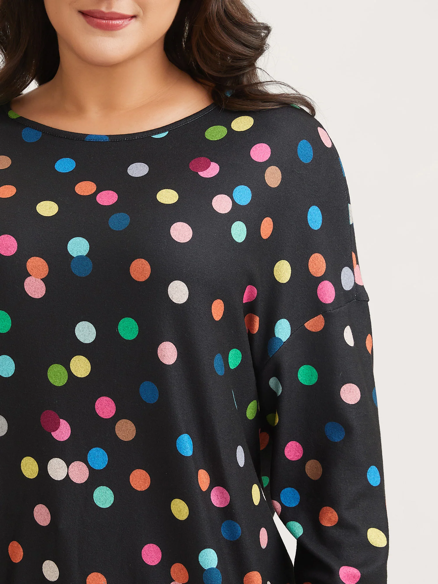 Color Polka Dot Drop Shoulder T-Shirt - Image 2