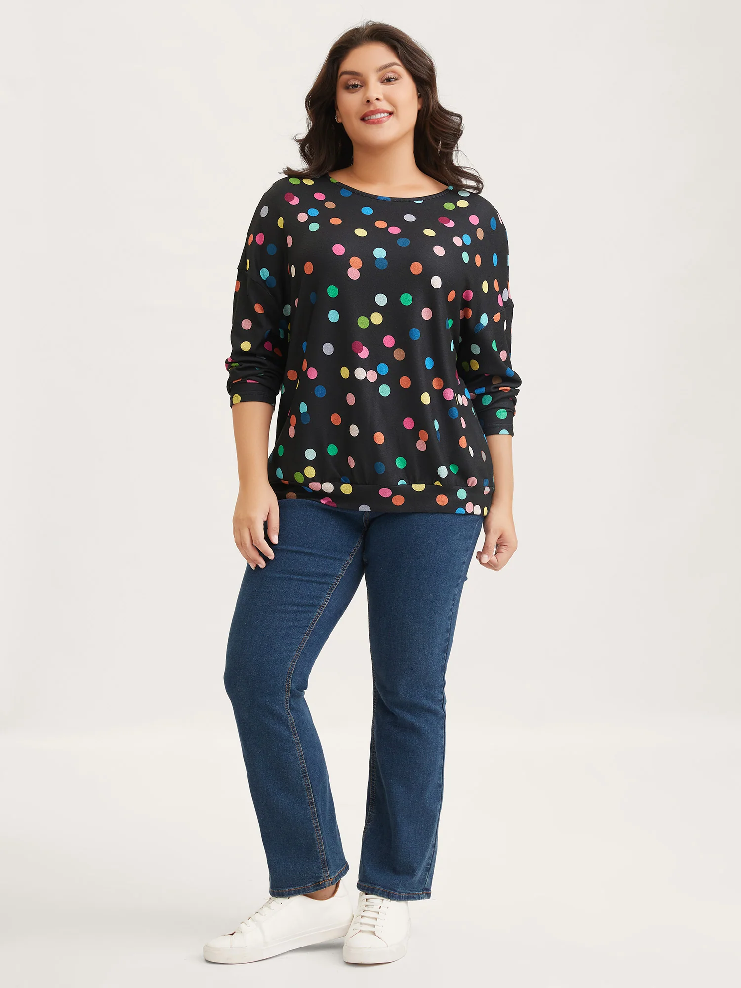 Color Polka Dot Drop Shoulder T-Shirt - Image 3