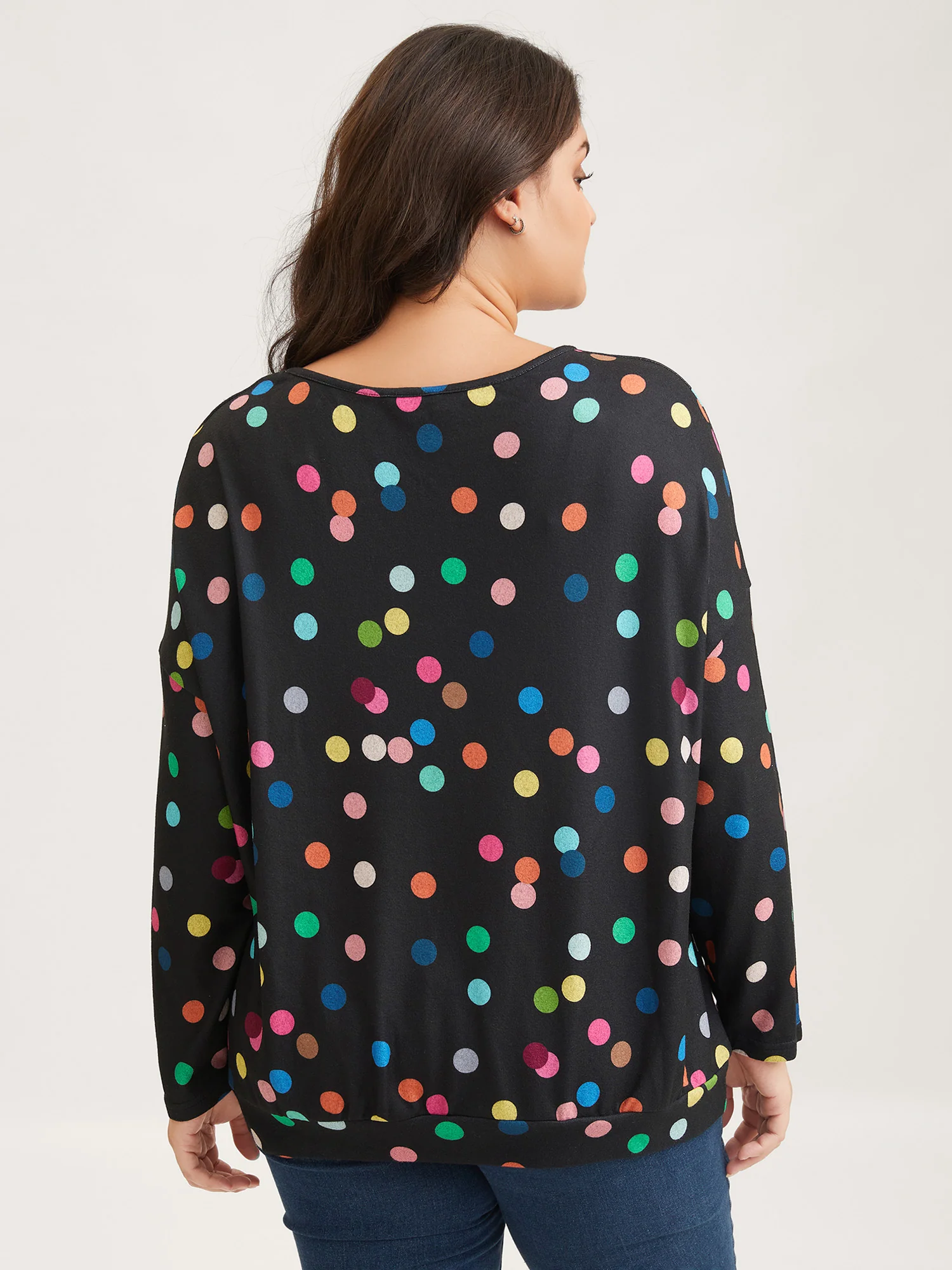 Color Polka Dot Drop Shoulder T-Shirt - Image 4