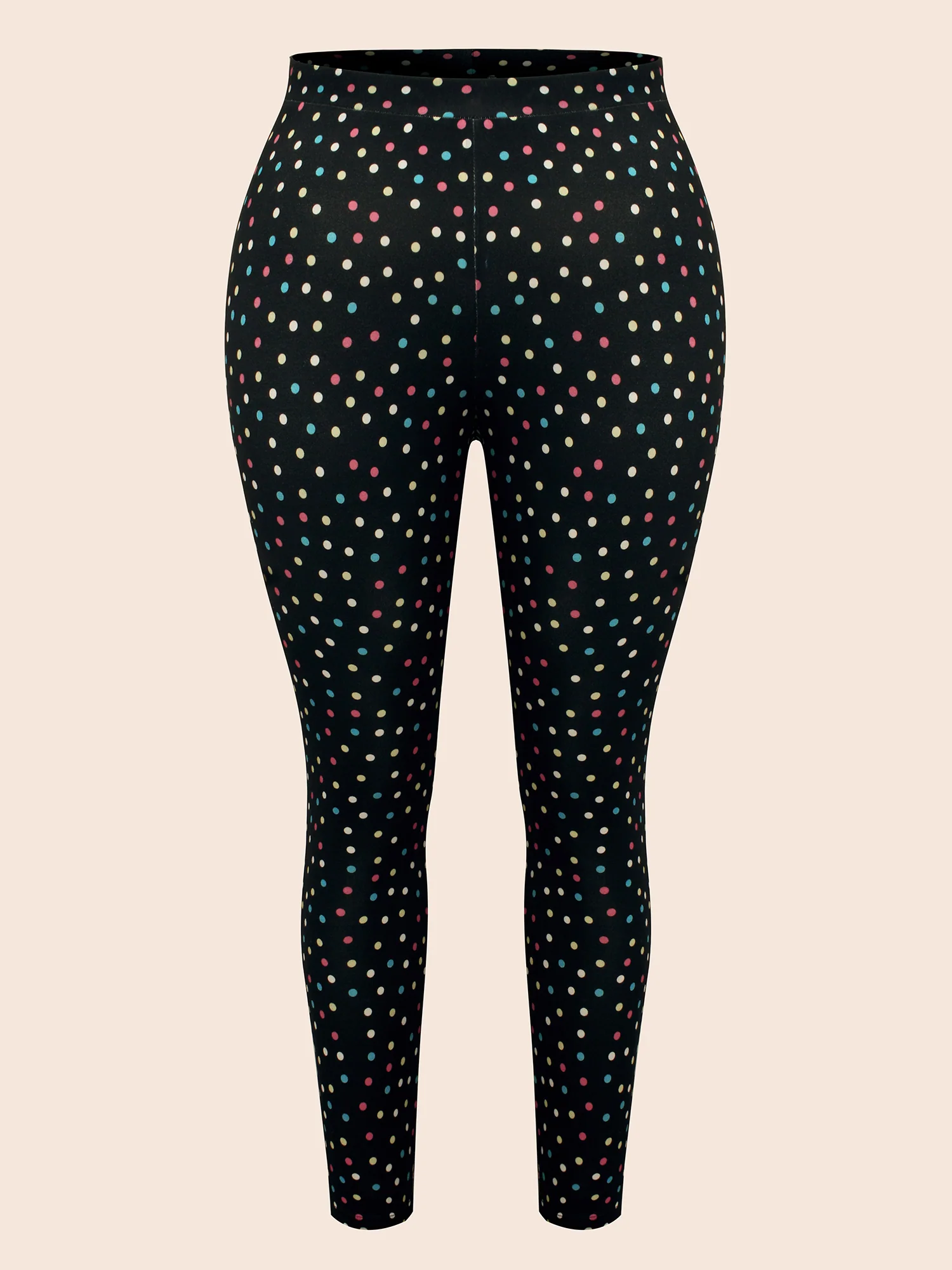Color Polka Dot Mid Rise Skinny Leggings - Image 8