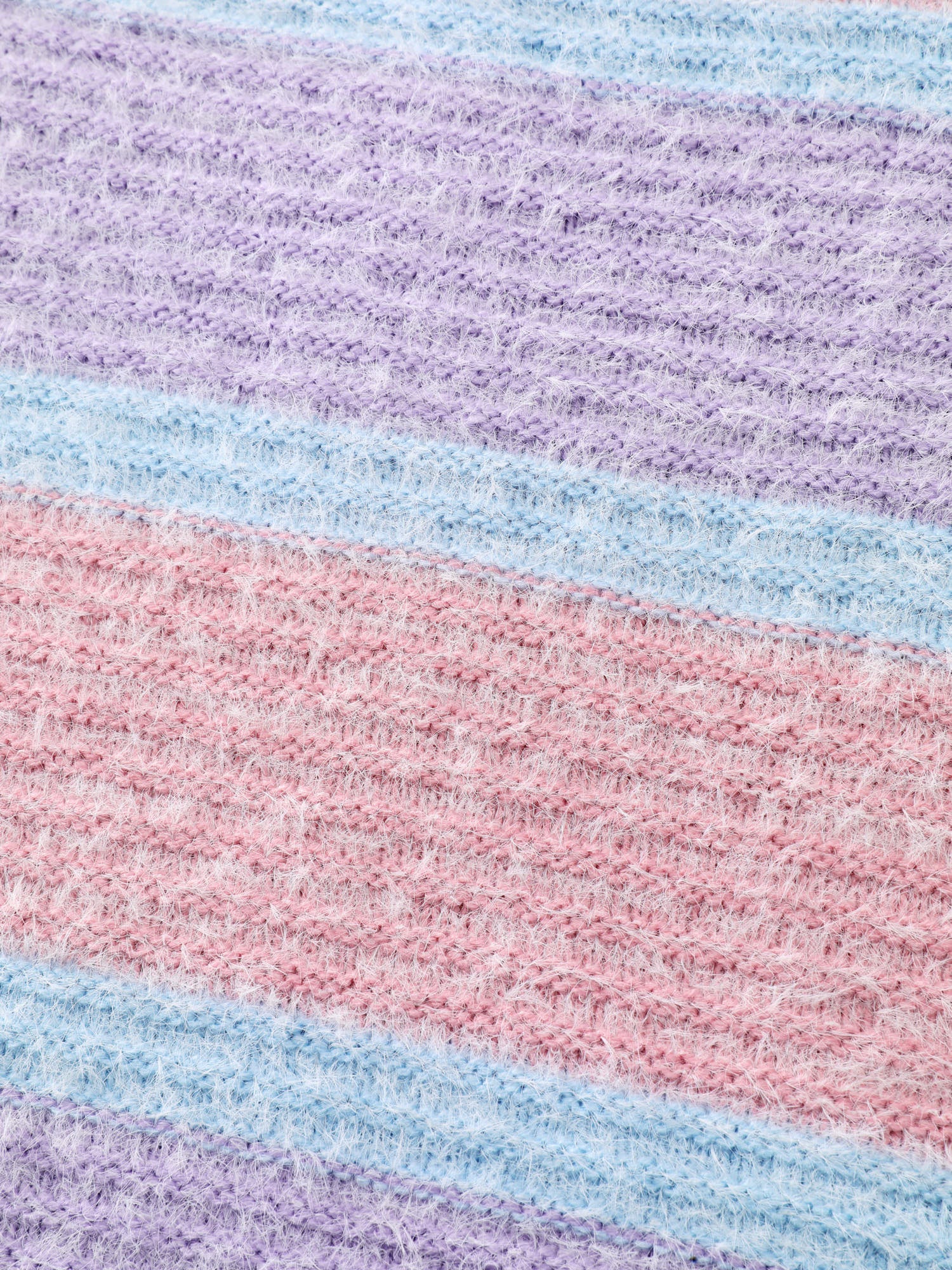 Color Stripe Fluffy Textured Pullover - Image 5