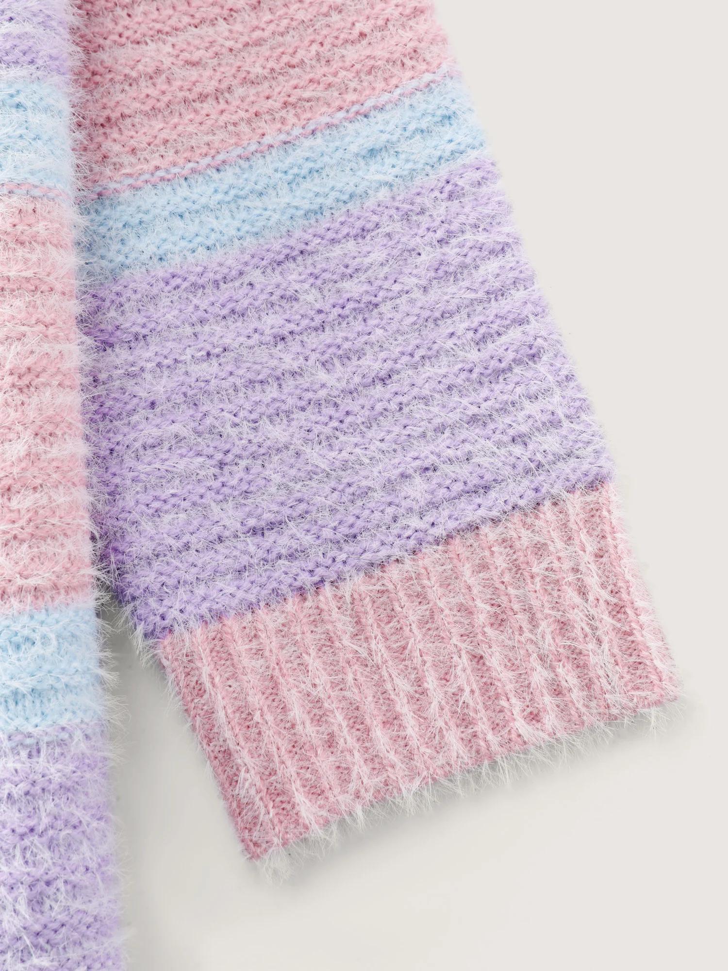 Color Stripe Fluffy Textured Pullover - Image 6