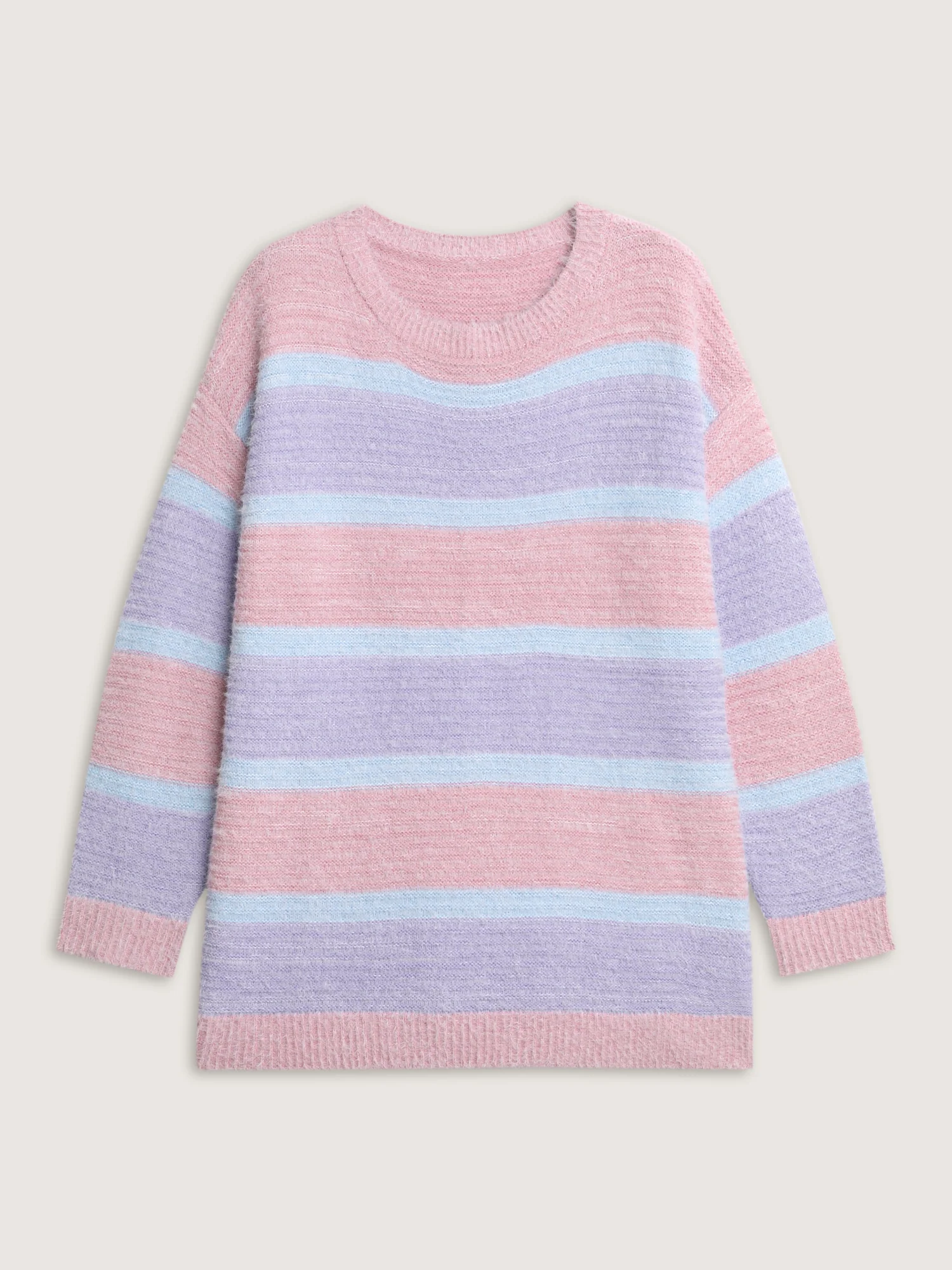 Color Stripe Fluffy Textured Pullover - Image 7
