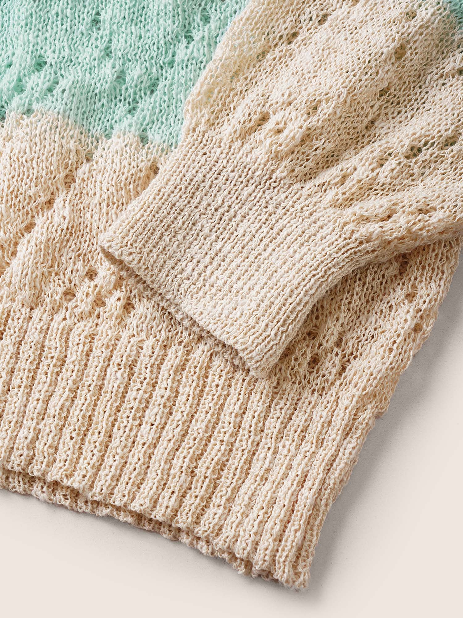 Color Striped Hollow Out Pullover - Image 6