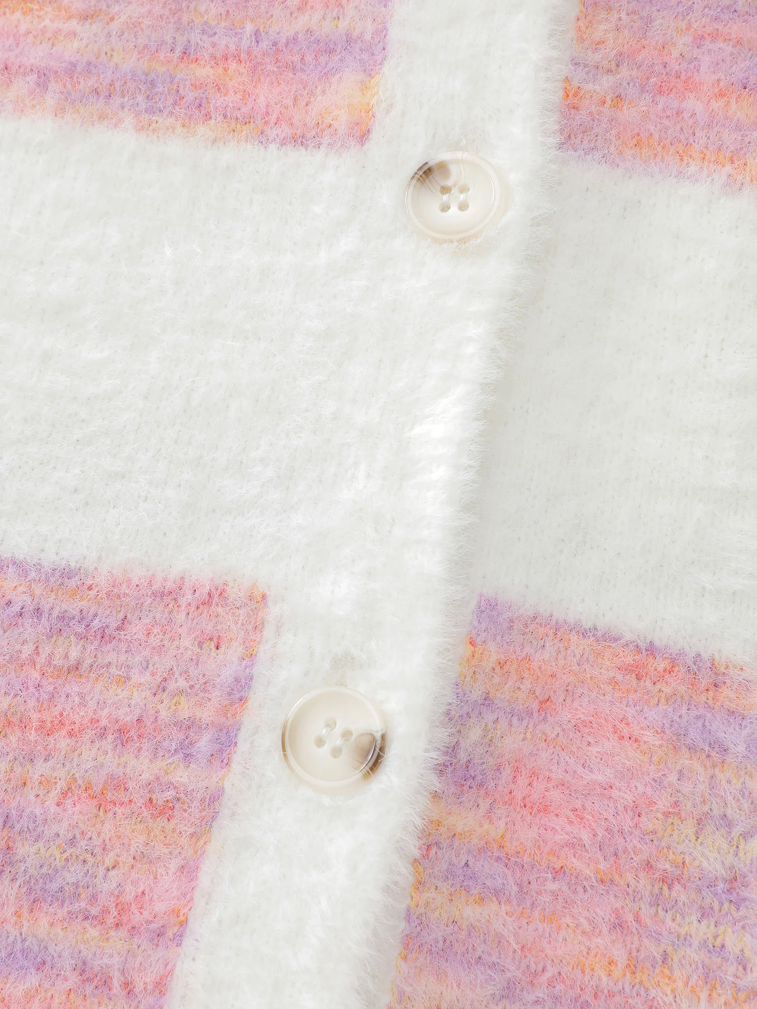 Color Stripes Furry Textured Knit Cardigan - Image 8