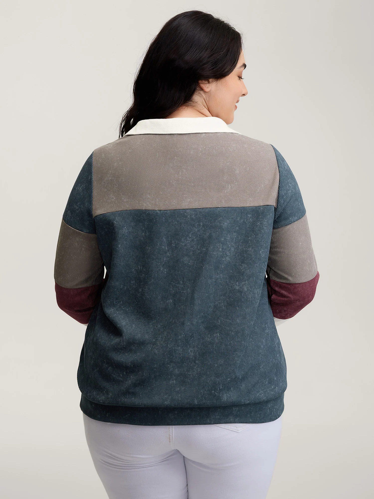 Color Stripes Half-Zipper Sweatshirt - Image 4