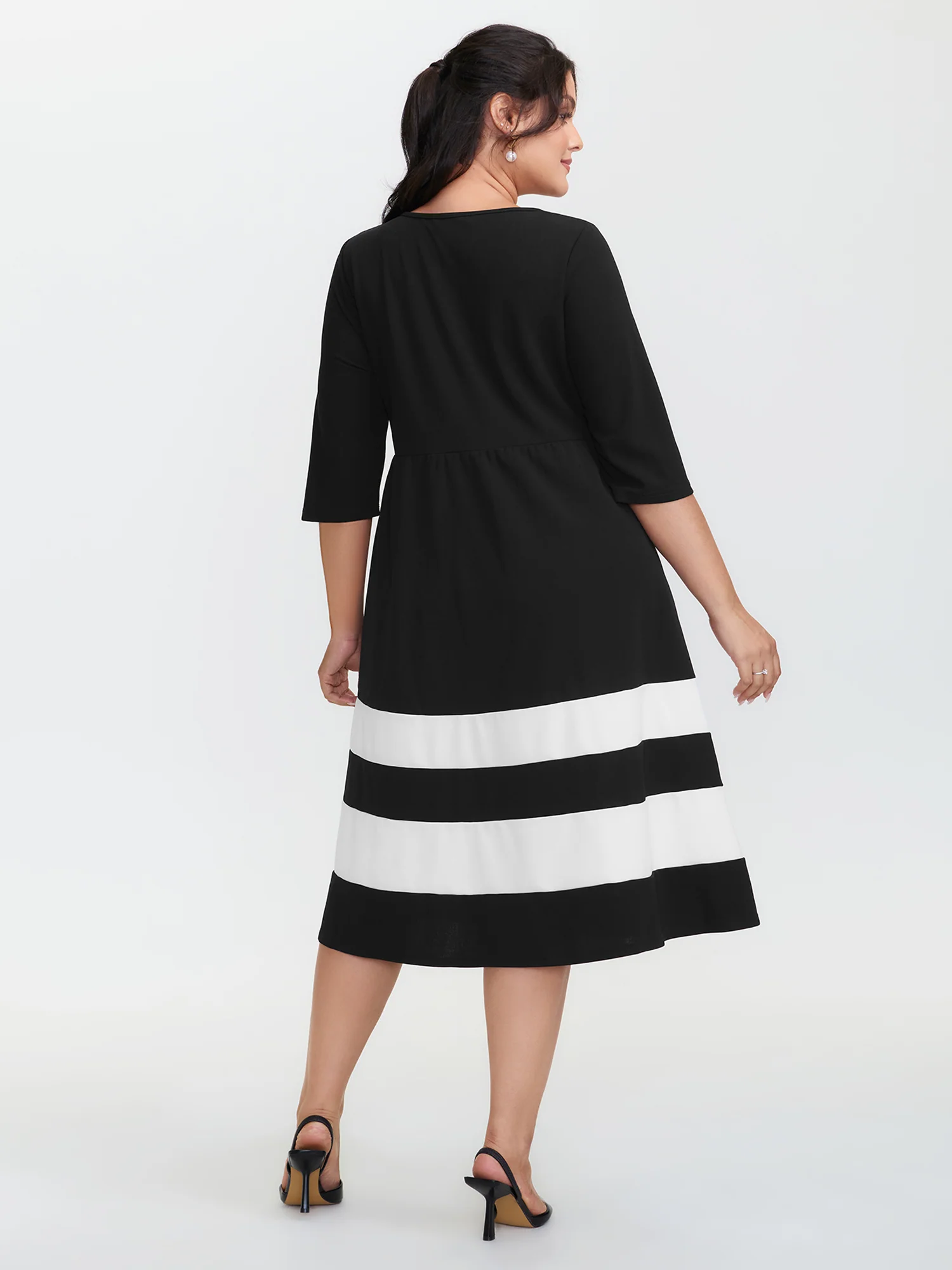 Color Stripes Pockets Midi Dress - Image 4