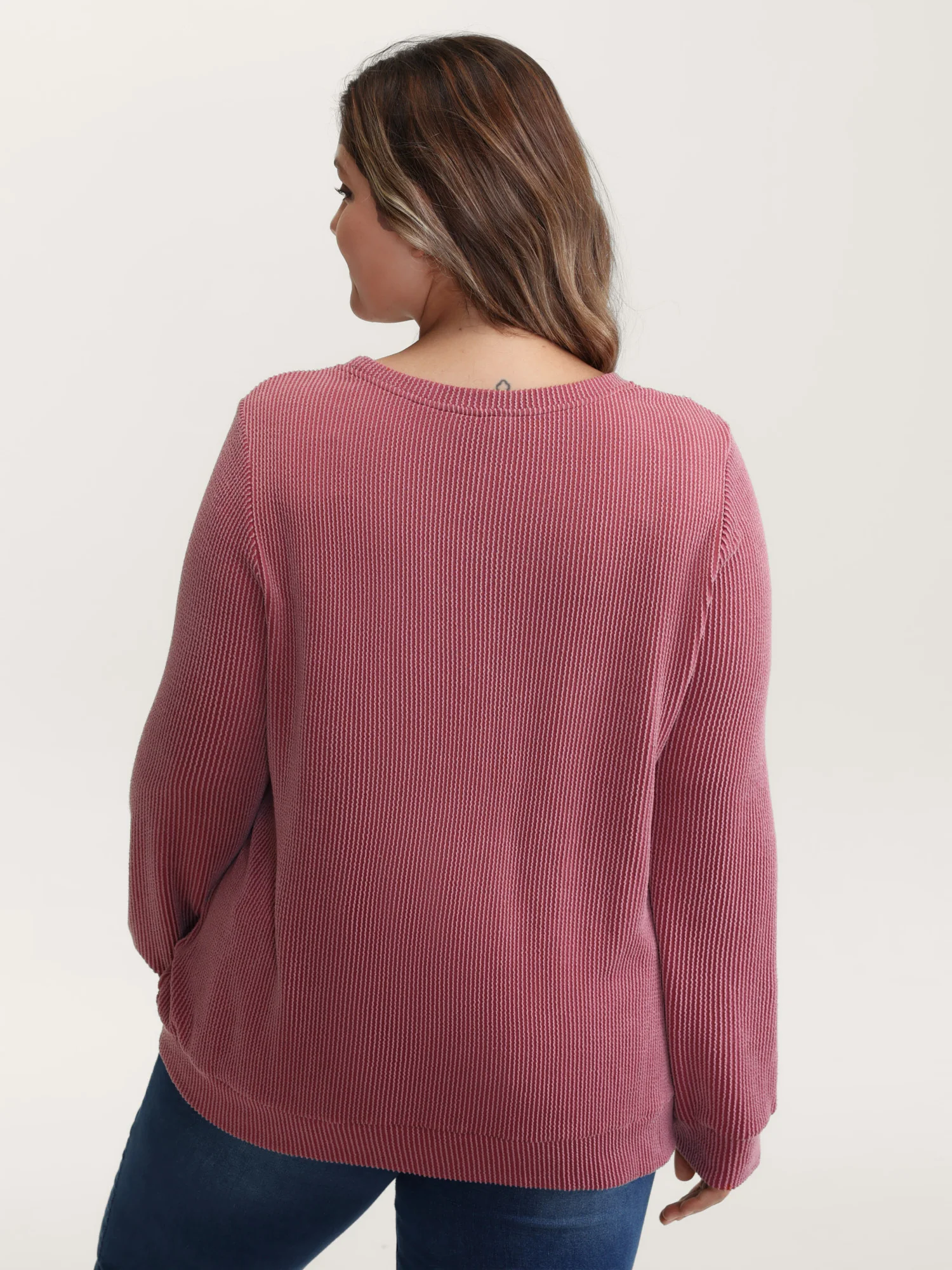 Color Stripes Spliced Knit Sweatshirt - Image 4