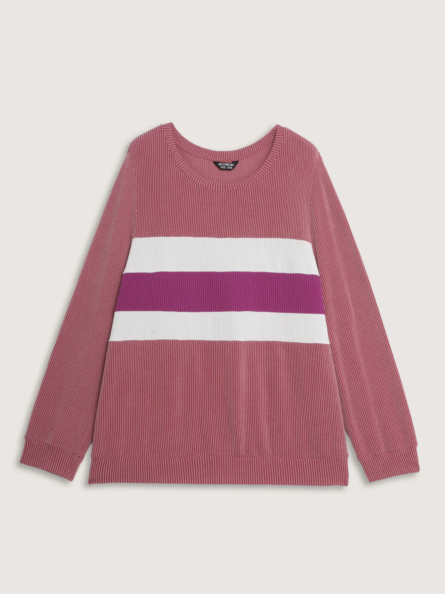 Color Stripes Spliced Knit Sweatshirt - Image 7