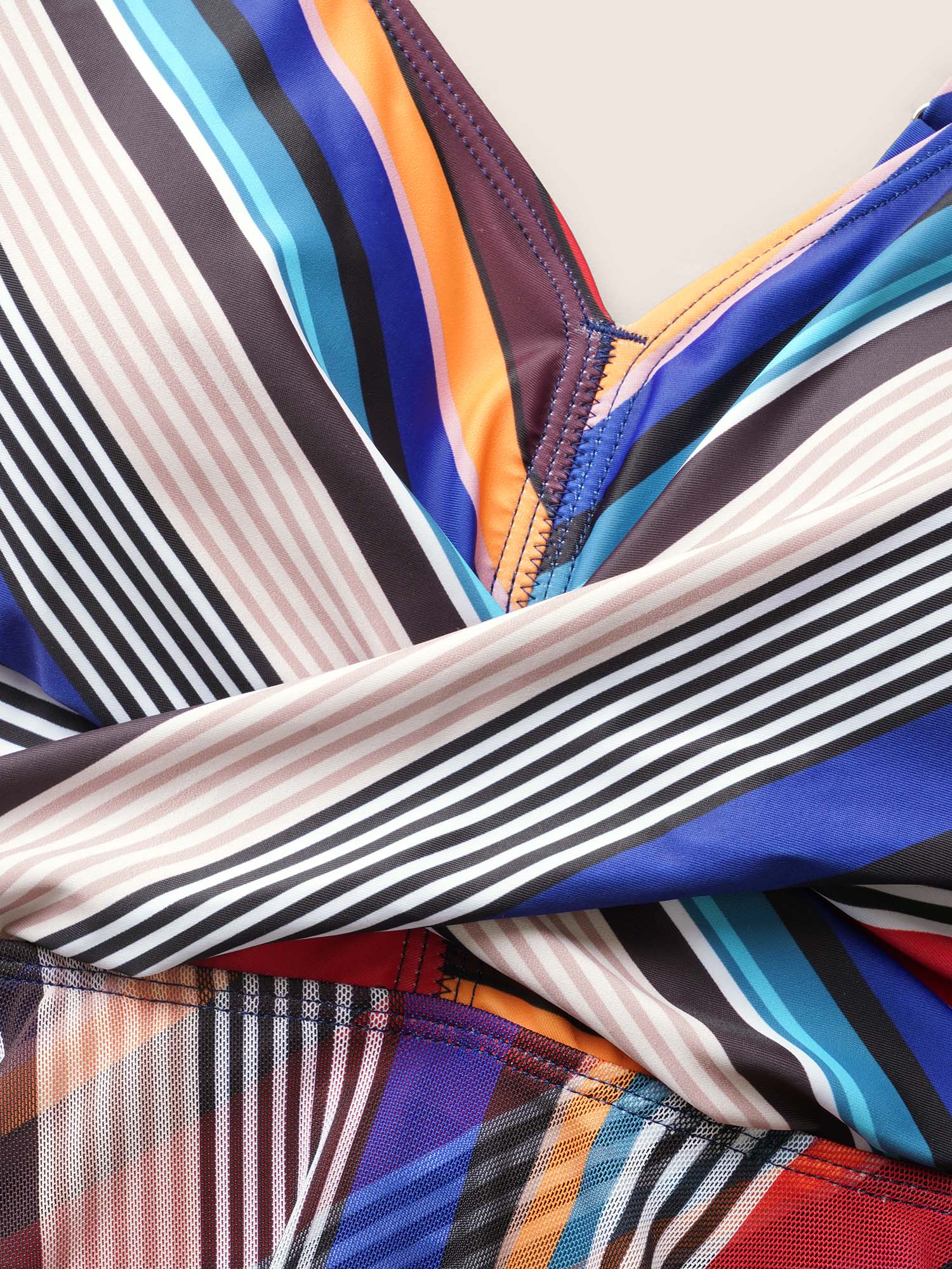 Color Stripes Twist Hanky Hem Swim Dress - Image 5