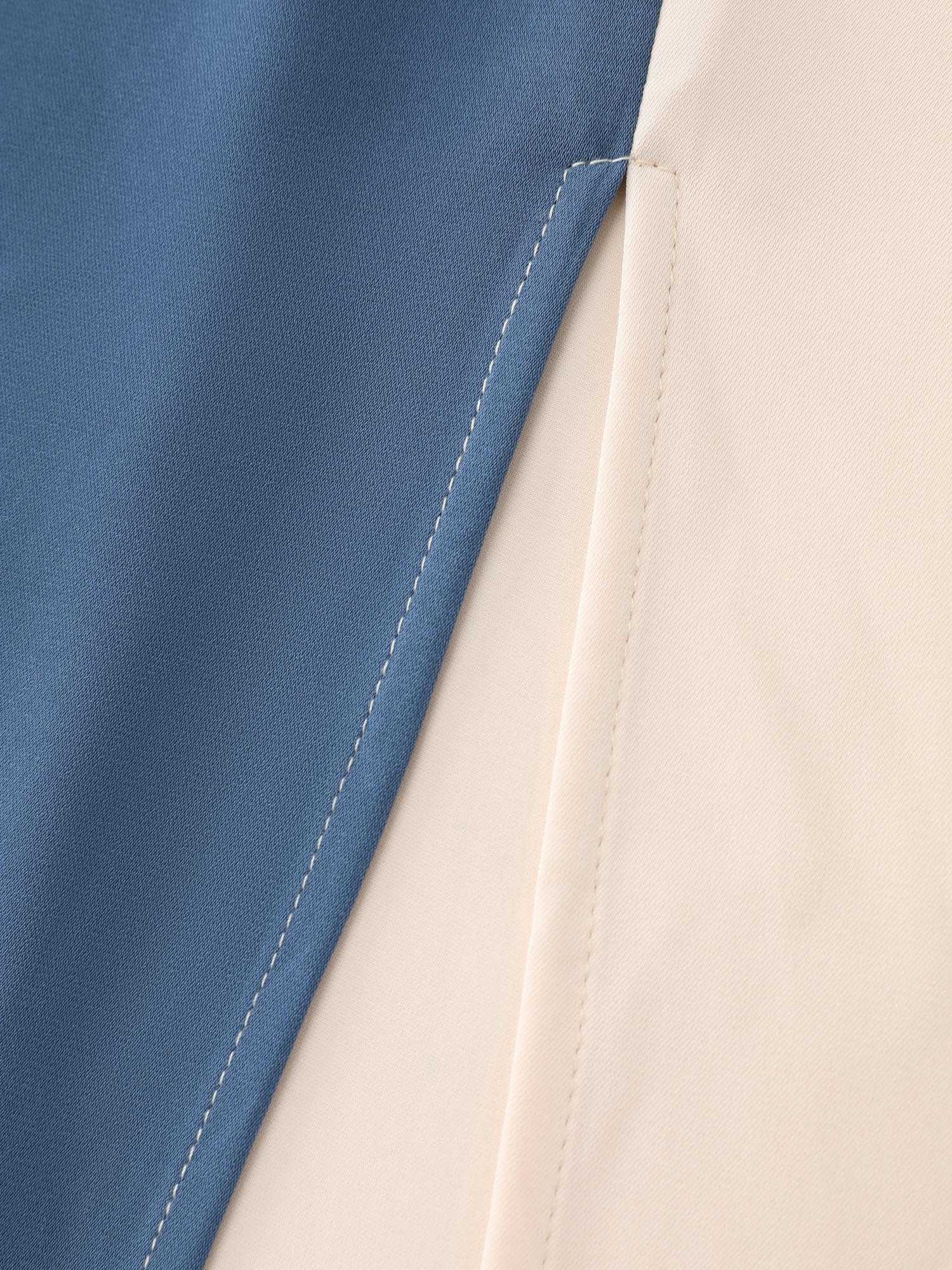 Colorblock Belted Round Neck Midi Dress - Image 5
