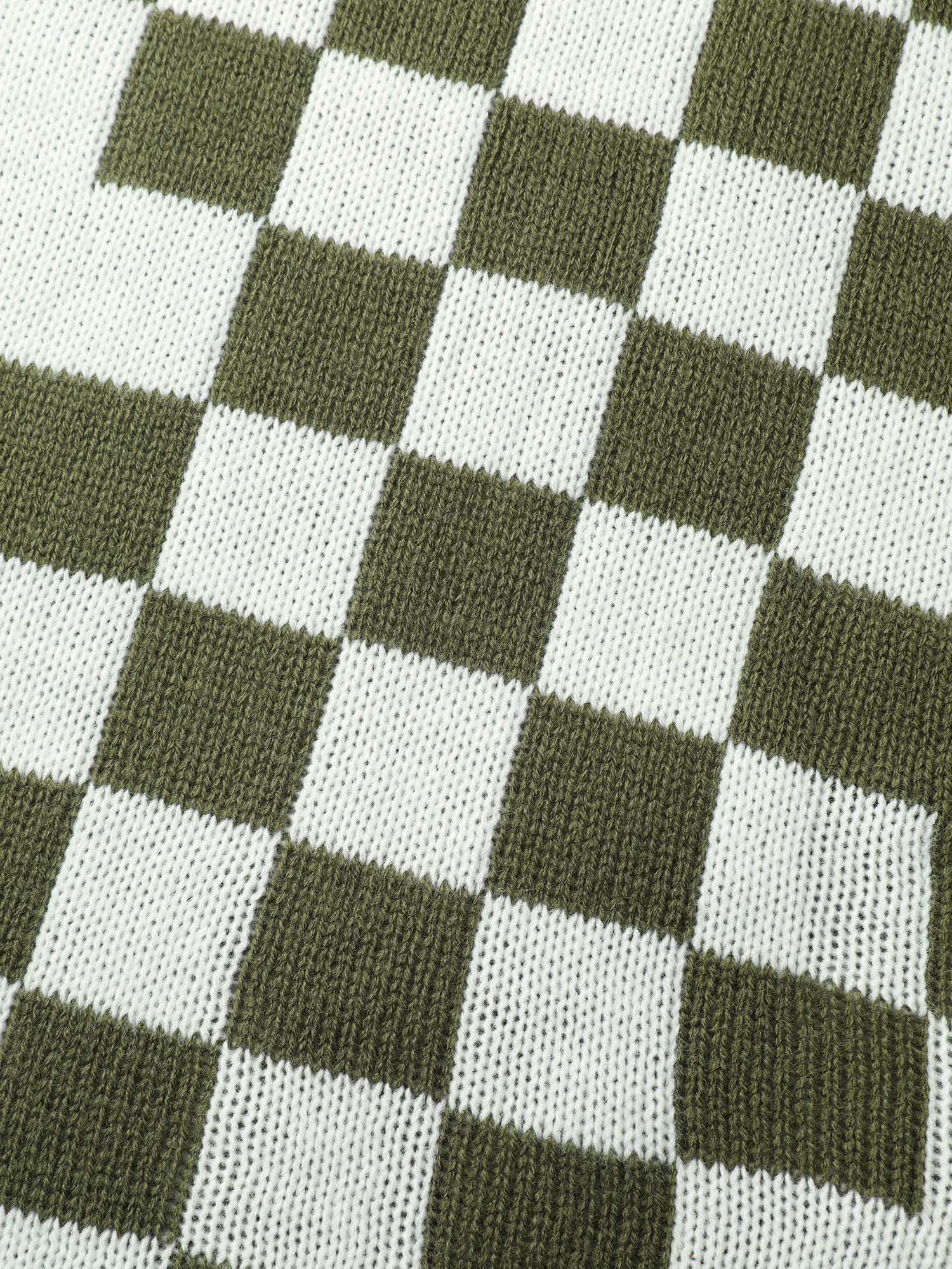 Colorblock Checkered Print Pullover - Image 7