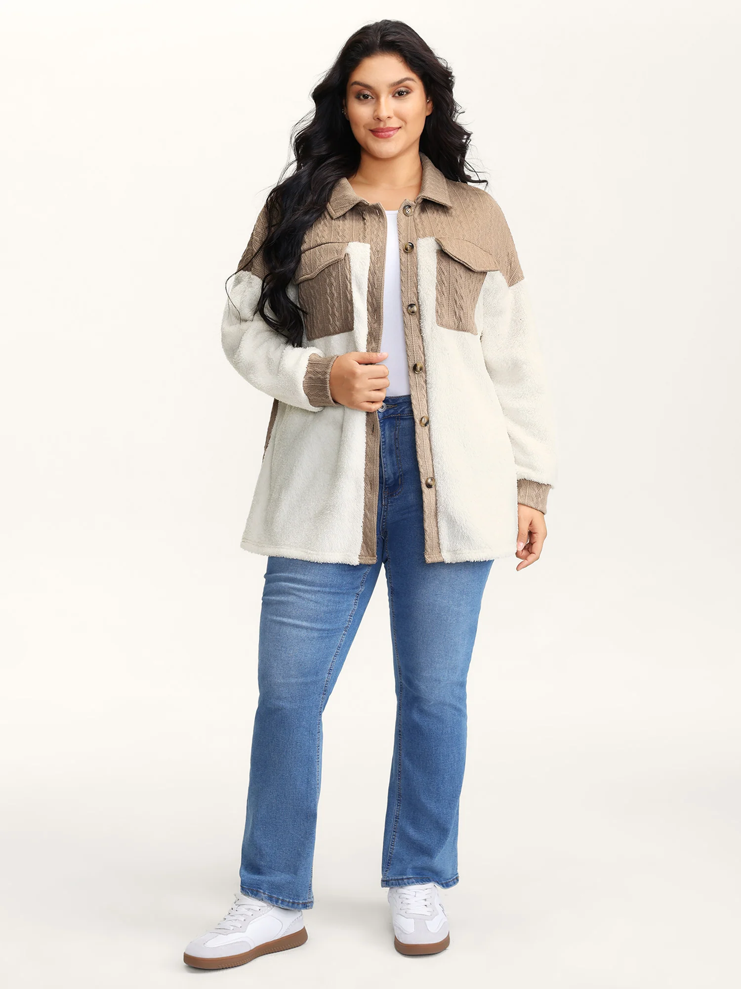 Colorblock Chest Pockets Button Jacket - Image 3