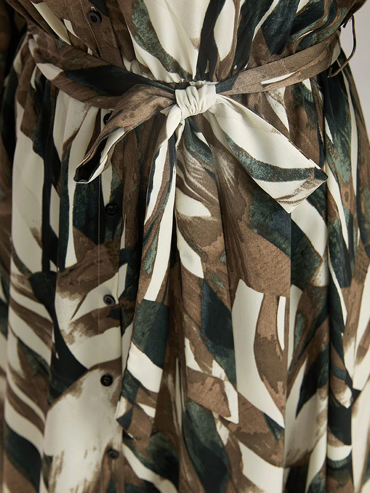 Colorblock Contrast Belted Button Through Dress - Image 6