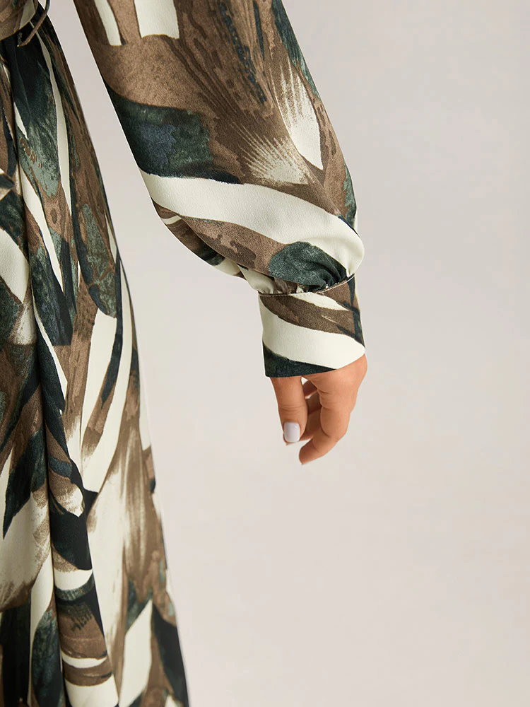 Colorblock Contrast Belted Button Through Dress - Image 7