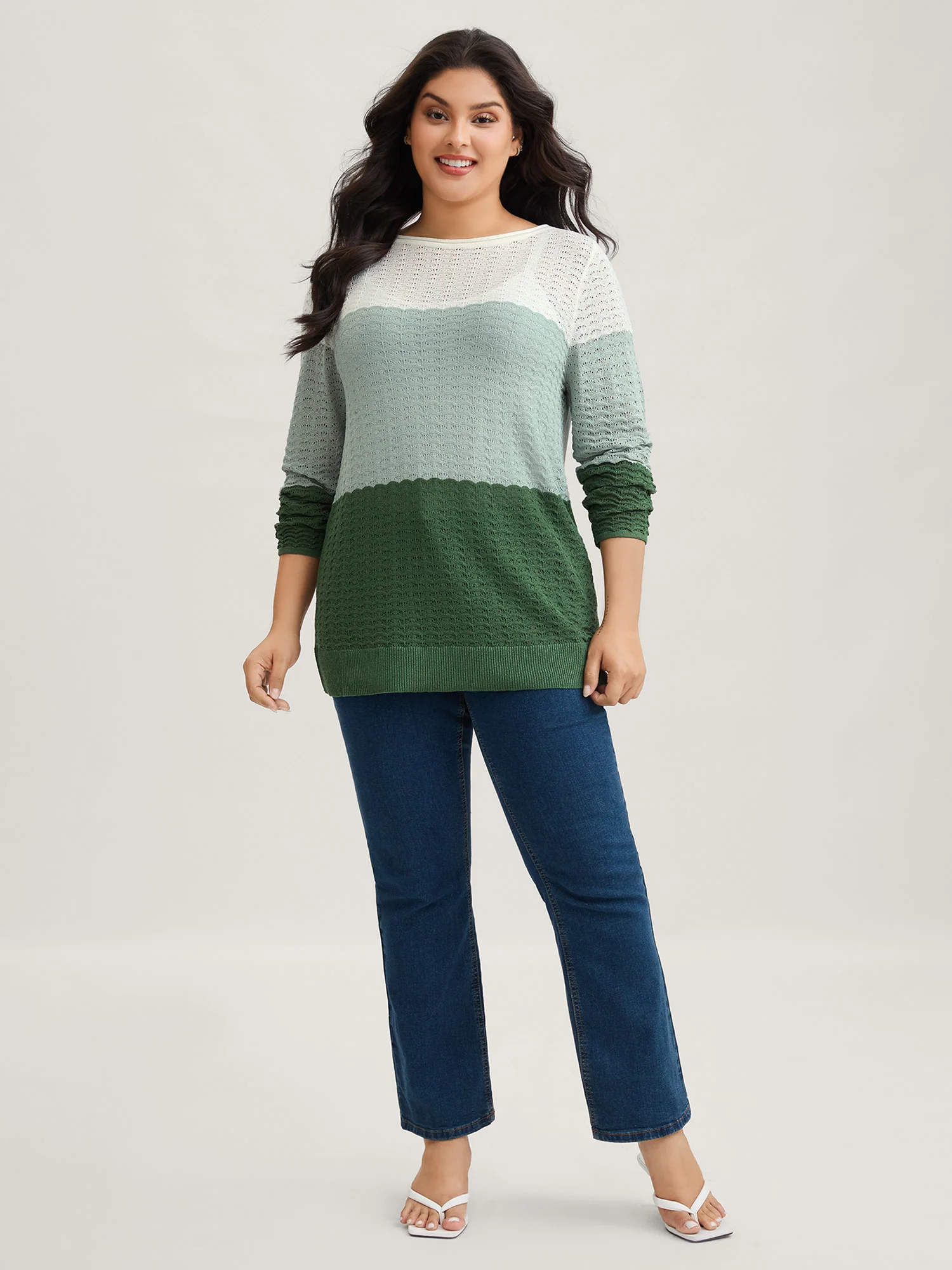 Color Contrast Boat Neck Lightweight Pullover - Image 3