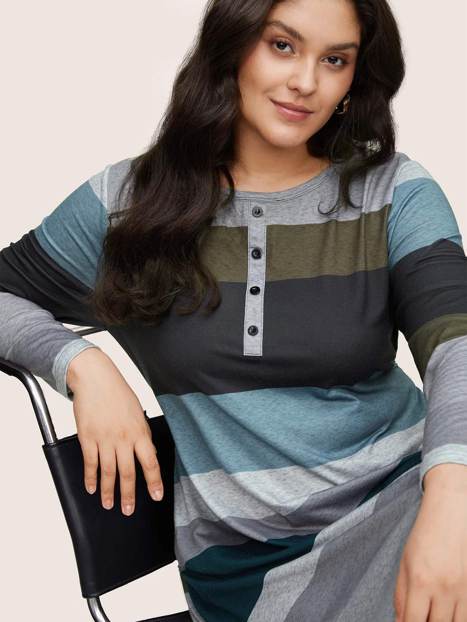 Colorblock Contrast Button Detail Pocket Dress - Image 5