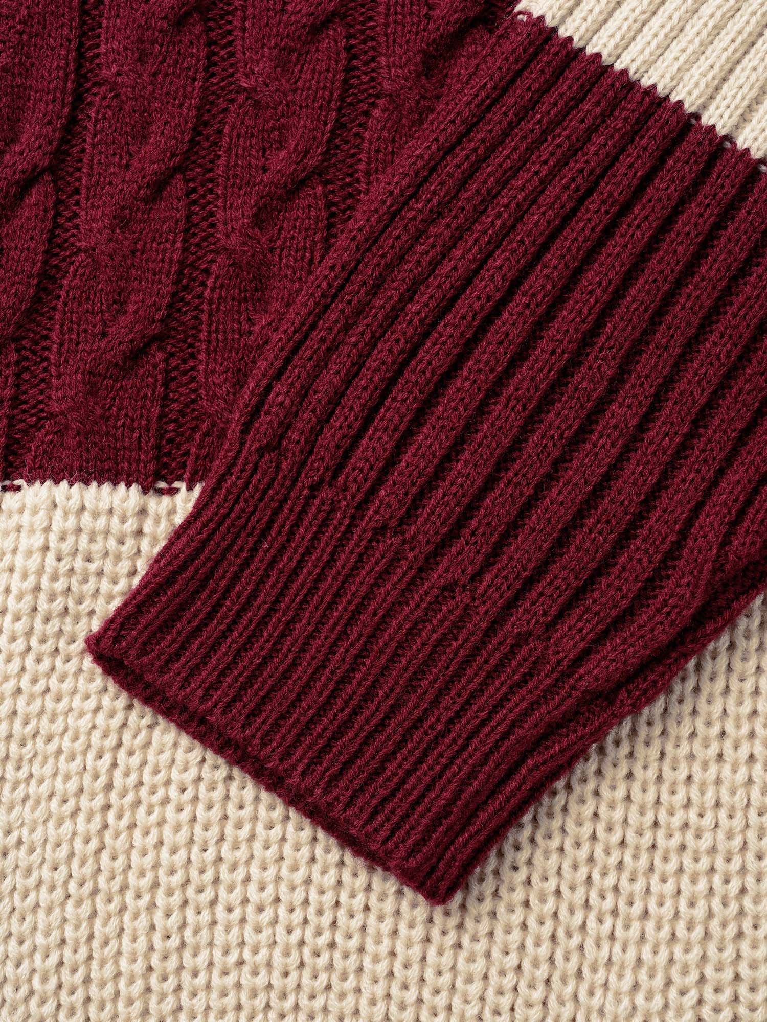 Colorblock Contrast Cable Knit Pocket Cardigan - Image 7