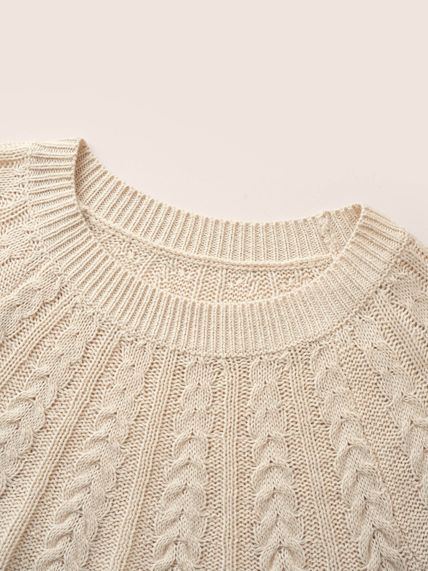 Colorblock Contrast Cable Knit Raglan Sleeve Pullover - Image 5