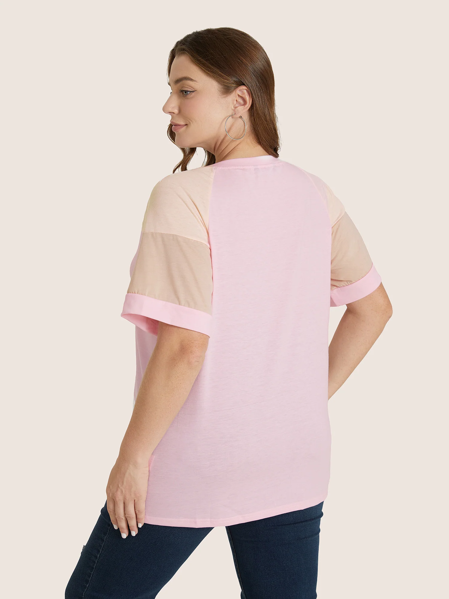 Colorblock Contrast Crew Neck Raglan Sleeve T-shirt - Image 4