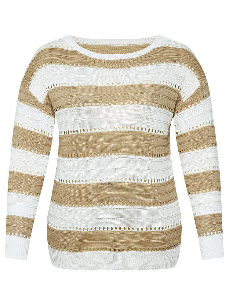Colorblock Contrast Drop Shoulder Elastic Cuffs Pullover - Image 9