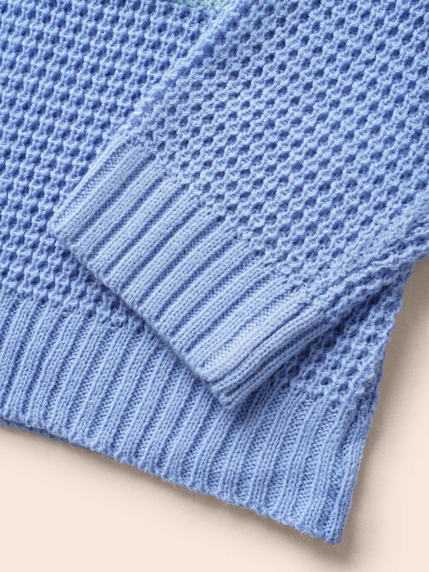 Colorblock Contrast Drop Shoulder Pocket Cardigan - Image 6