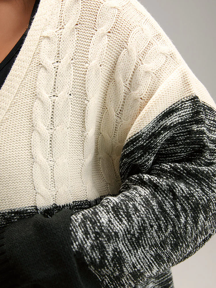 Colorblock Contrast Heather Open Front Cardigan - Image 6