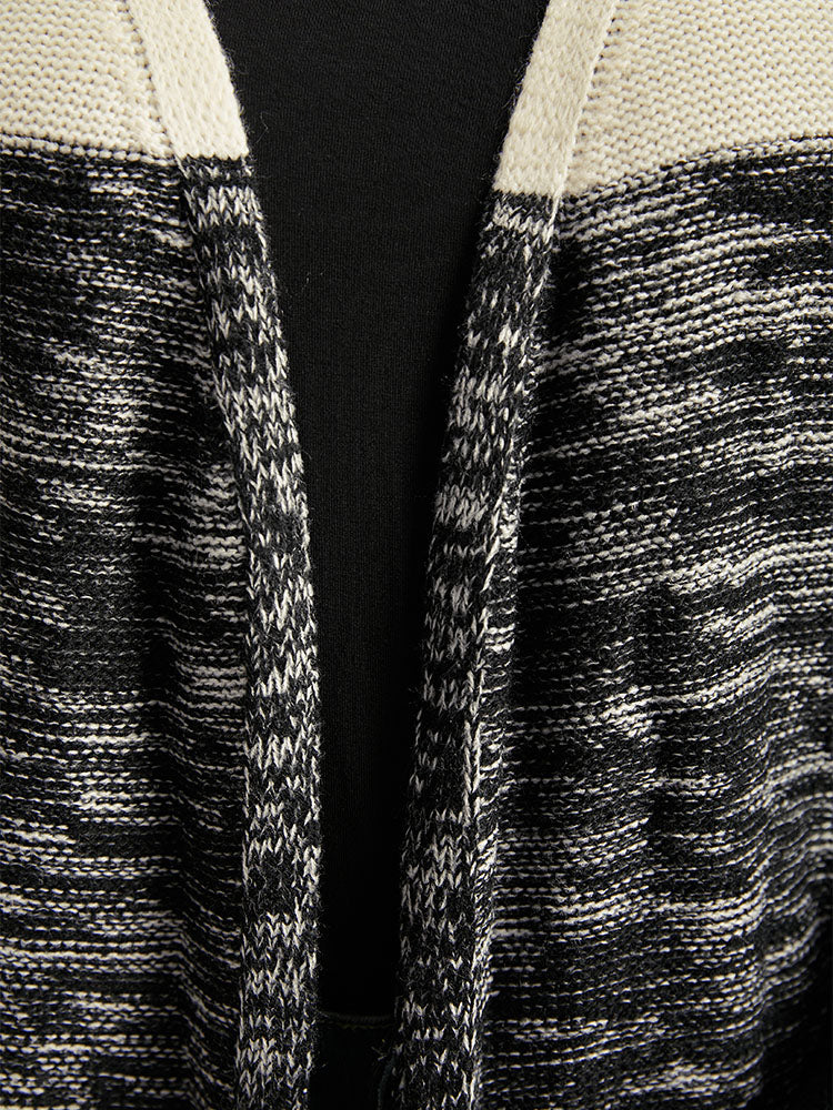Colorblock Contrast Heather Open Front Cardigan - Image 7